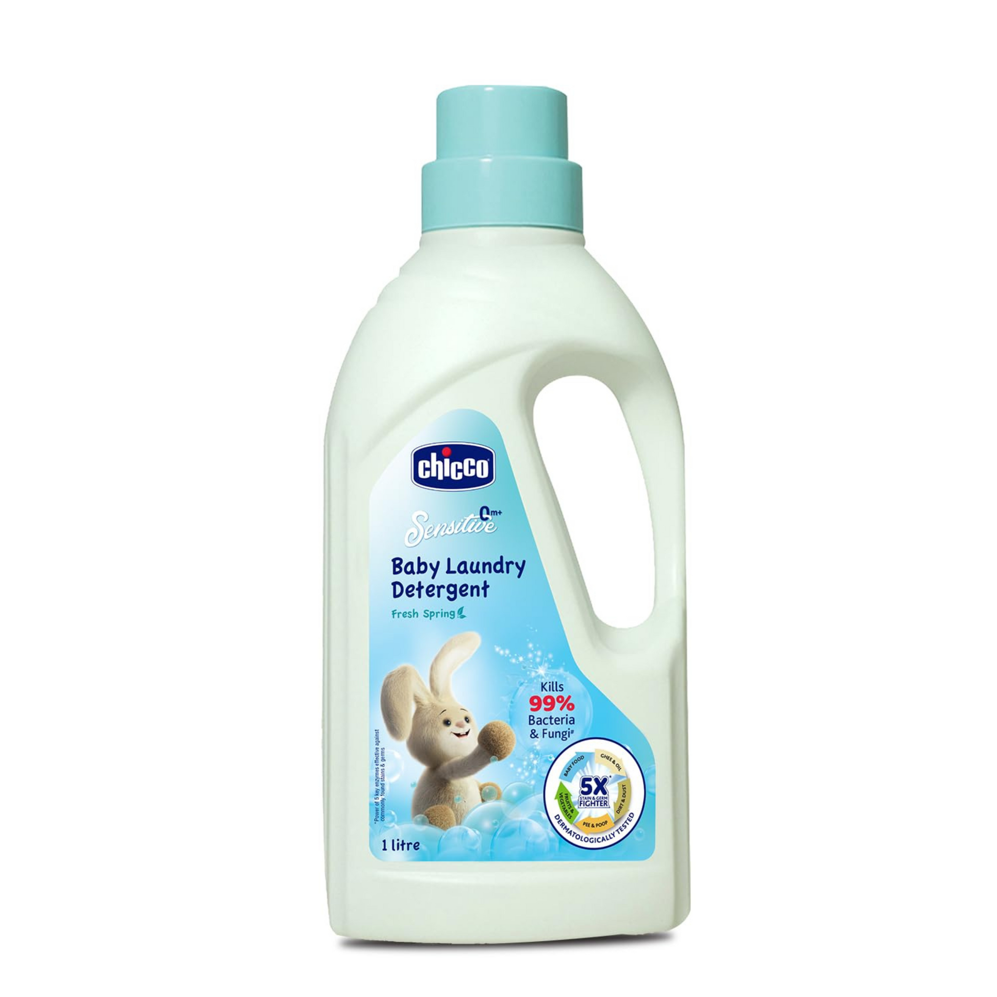 Chicco Sensitive Baby Laundry Detergent, Fresh Spring Fragrance, 1L | Liquid Detergent for Baby Clothes | Kills 99% Barteria and Fungi | 5X Stain Fighter | Free From Harsh Chemicals & Colorants