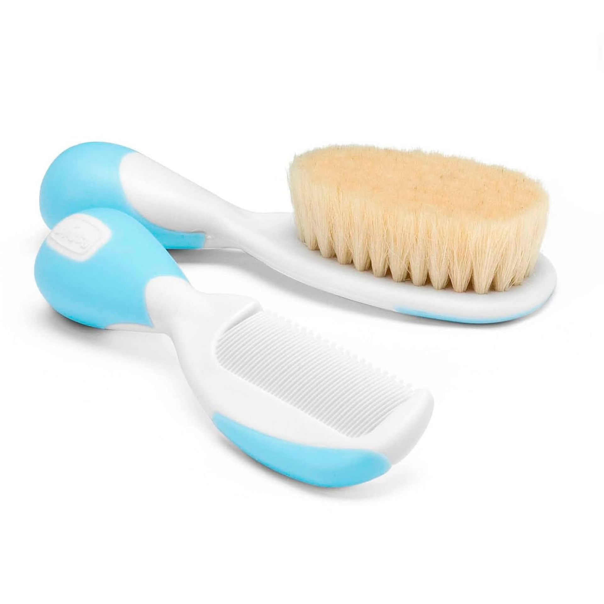 Chicco Baby Hair Brush and Comb Combo for Newborn and Toddler Grooming | Soft Natural and Rounded Bristles | Anti-Slip Handle