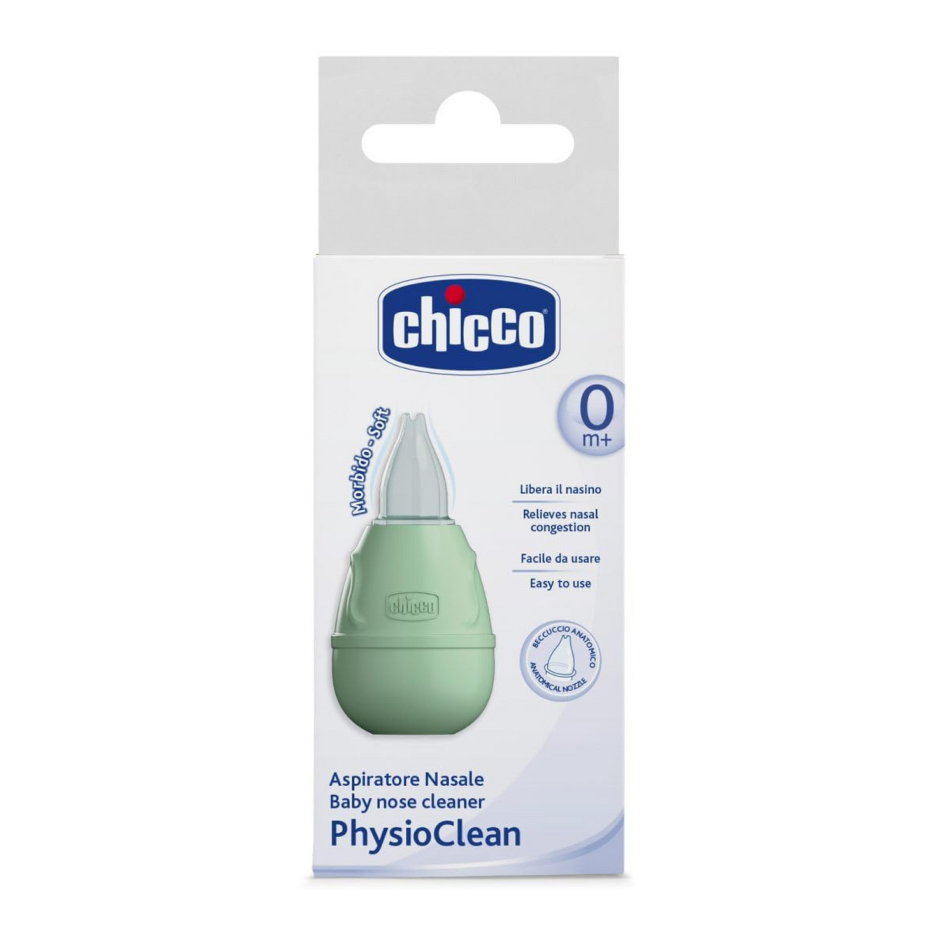 Chicco Nasal Aspirator, Baby Nose Cleaner (0+ months) | Sucks Mucus to Relieve Nasal Congestion | Soft Silicone Nozzle | Easy Grip