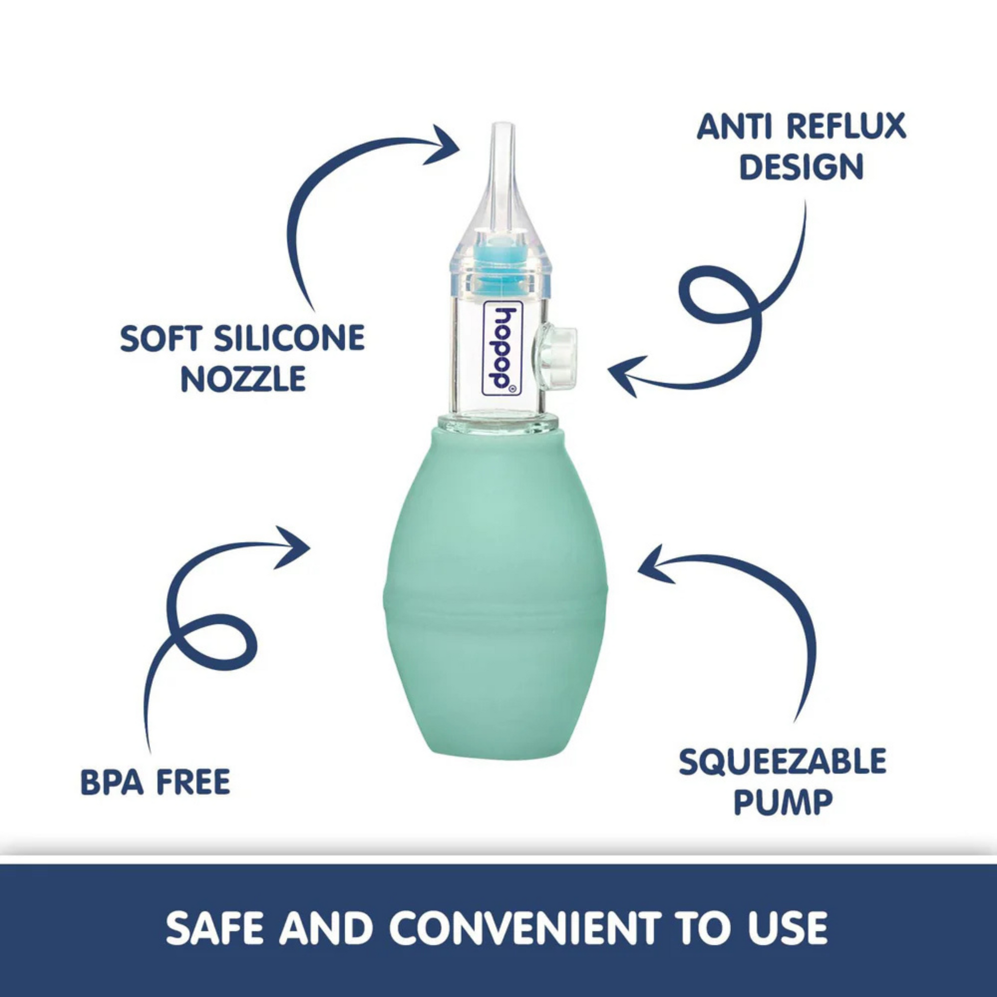 Hopop Anti Refulx Nose Cleaner | Safe for Infants and Toddlers | BPA Free | Soft Silicone Nozzle