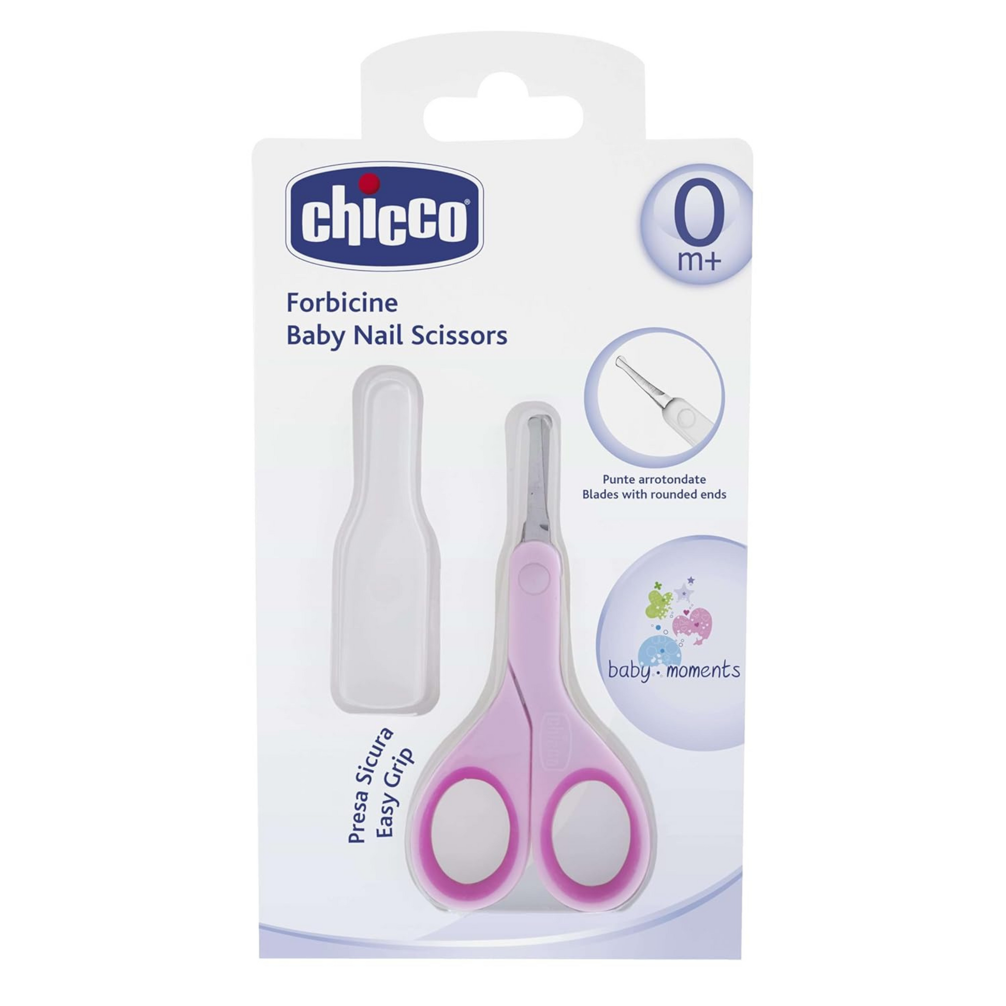 Chicco Baby Nail Scissors with Rounded Ends | Includes Cover for Hygeinic Storage | Baby Nail Cutter Scissors for Safe Use