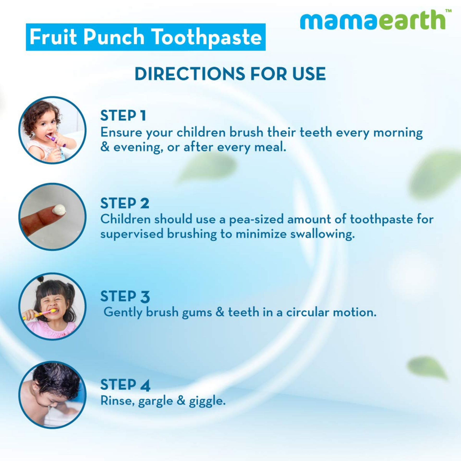 Mamaearth Fruit Punch Toothpaste - 50g | Infused with Sorbitol, Silica & Glycerin | Promotes Healthy Teeth & Gums, Free from Fluoride & SLS, 100% Natural