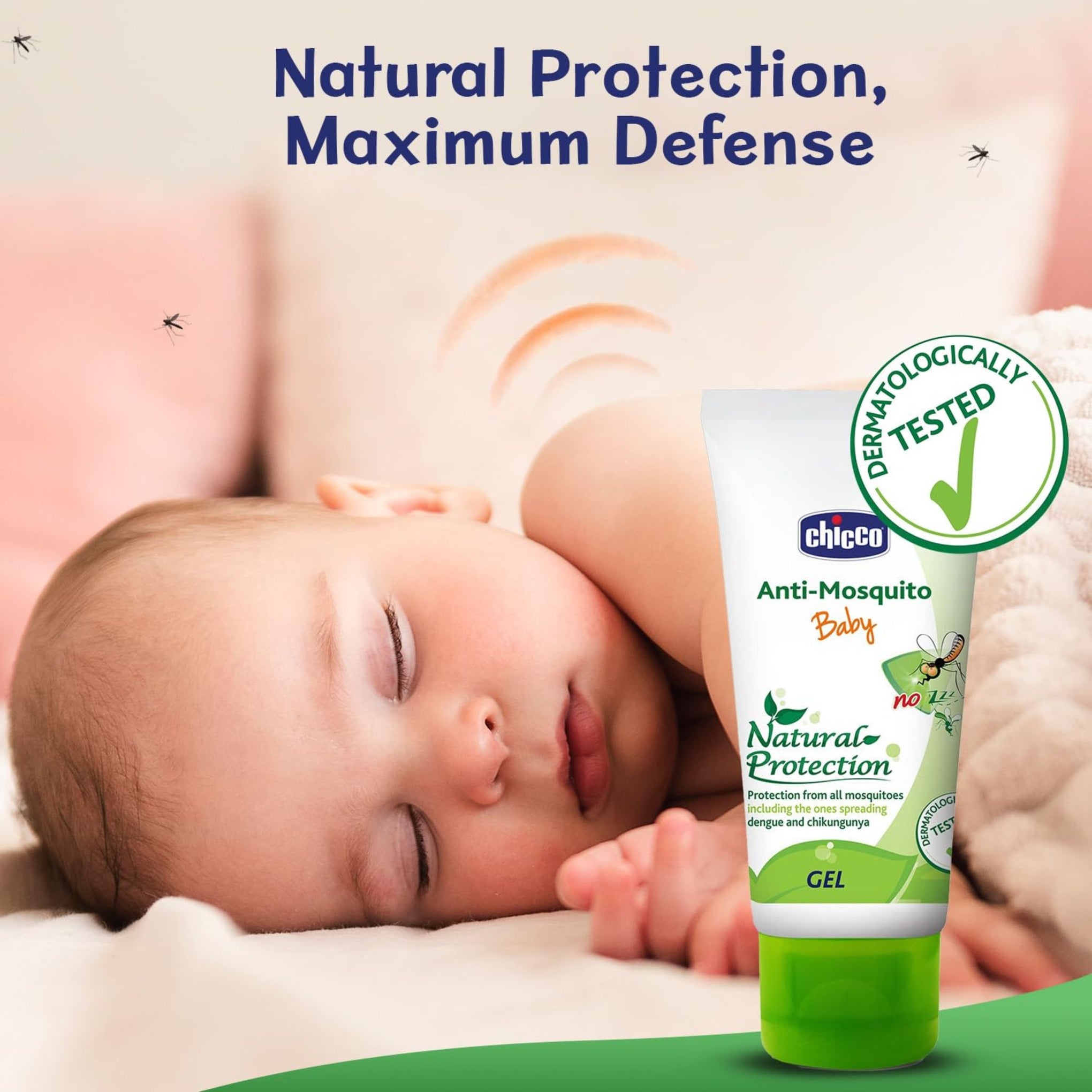 Chicco Anti-Mosquito Gel for Babies, Protects Against Dengue, Malaria and Chikungunya, DEET Free, Dermatologically Tested