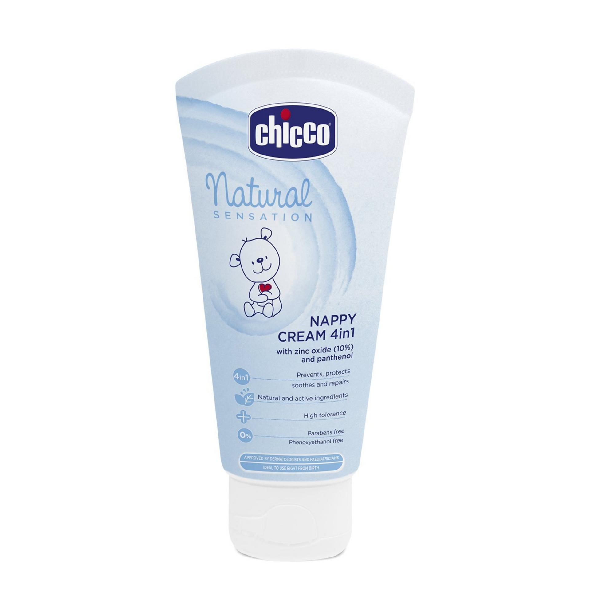 Chicco Natural Sensation 4-in-1 Nappy Cream with Zinc Oxide (10%) and Panthenol, 100ml |Prevents Skin Irritation, Protects, Soothes, Repairs Skin's Defences | Dermatologically Tested on Sensitive Skin