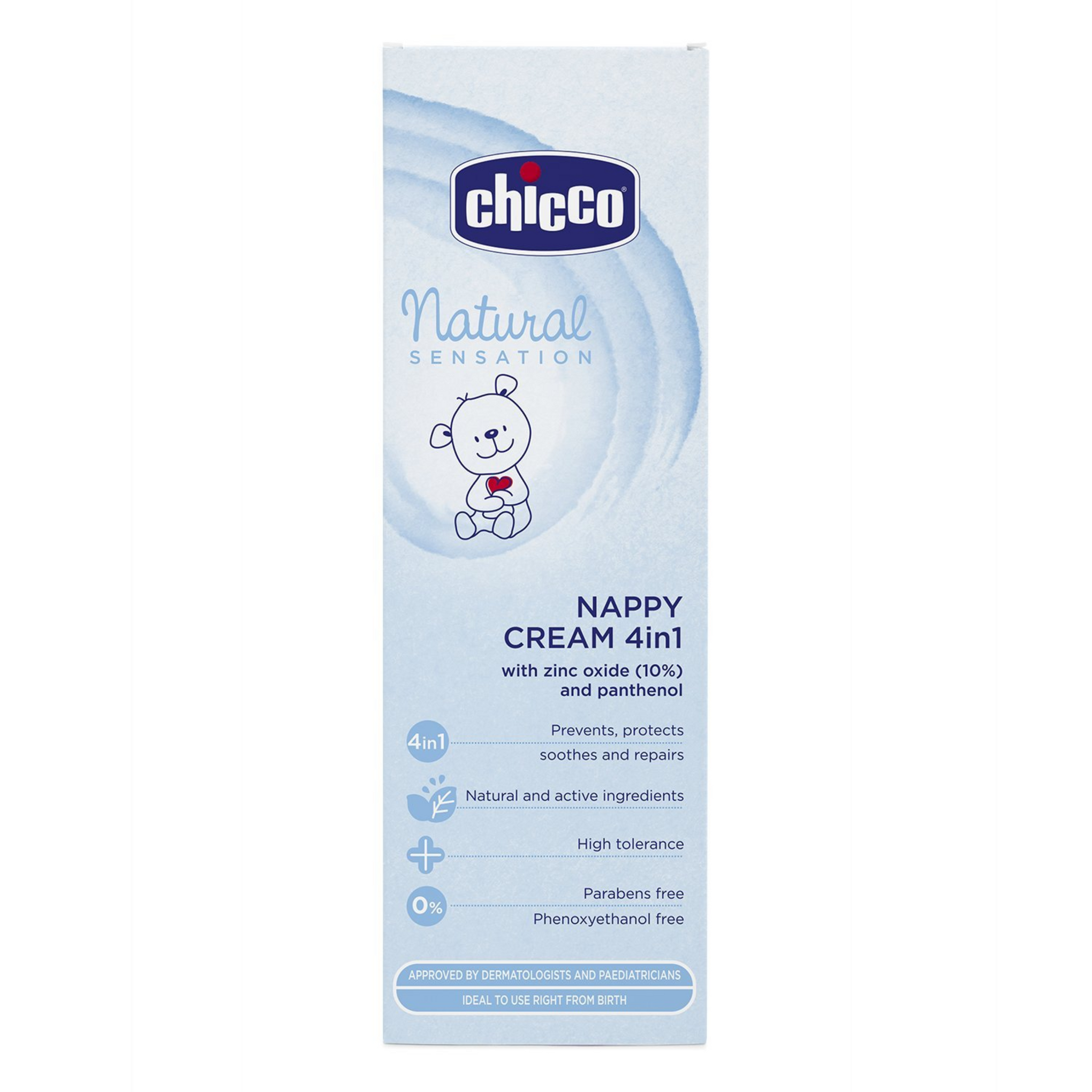 Chicco Natural Sensation 4-in-1 Nappy Cream with Zinc Oxide (10%) and Panthenol, 100ml |Prevents Skin Irritation, Protects, Soothes, Repairs Skin's Defences | Dermatologically Tested on Sensitive Skin