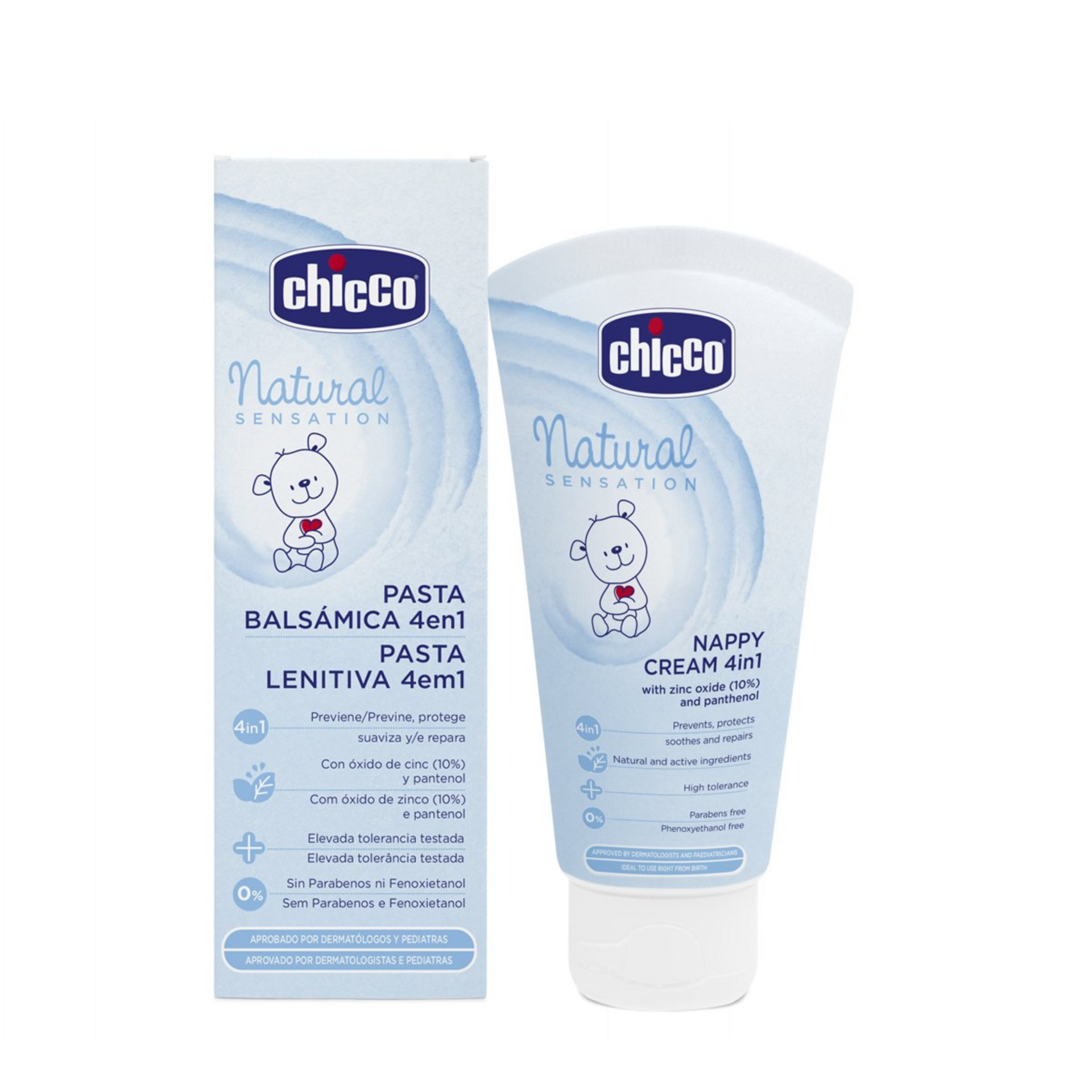 Chicco Natural Sensation 4-in-1 Nappy Cream with Zinc Oxide (10%) and Panthenol, 100ml |Prevents Skin Irritation, Protects, Soothes, Repairs Skin's Defences | Dermatologically Tested on Sensitive Skin