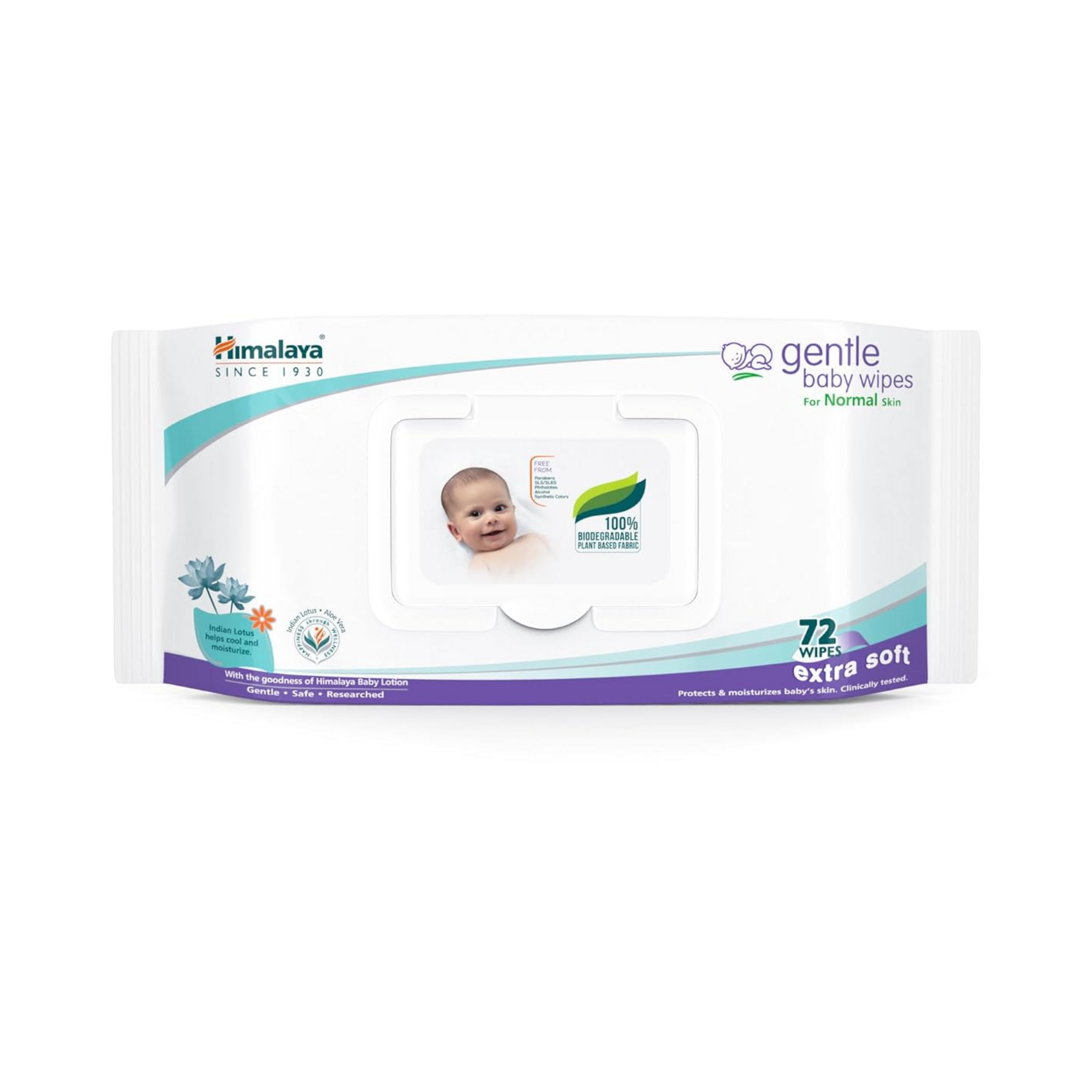 Himalaya Gentle Baby Wipes |100% Biodegradable Plant-based fabric | Indian Lotus & Aloe Vera | Extra Soft