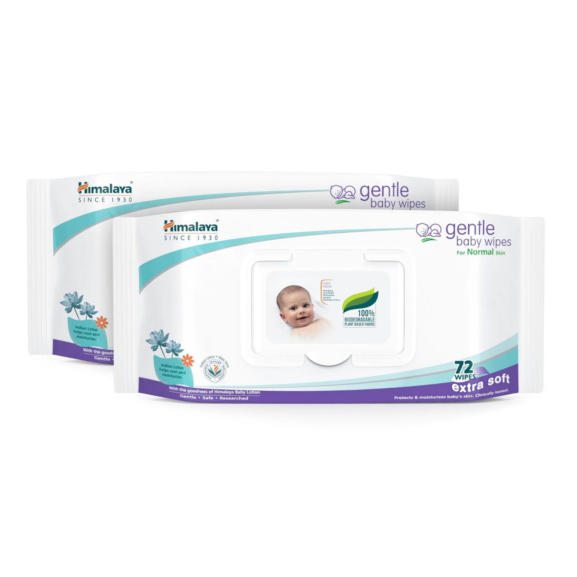 Himalaya Gentle Baby Wipes |100% Biodegradable Plant-based fabric | Indian Lotus & Aloe Vera | Extra Soft