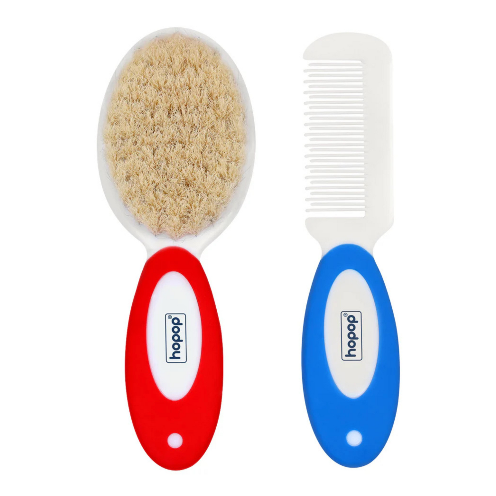 Hopop Natural Soft Bristle Hair Brush & Rounded Teeth Comb Set (2005B)