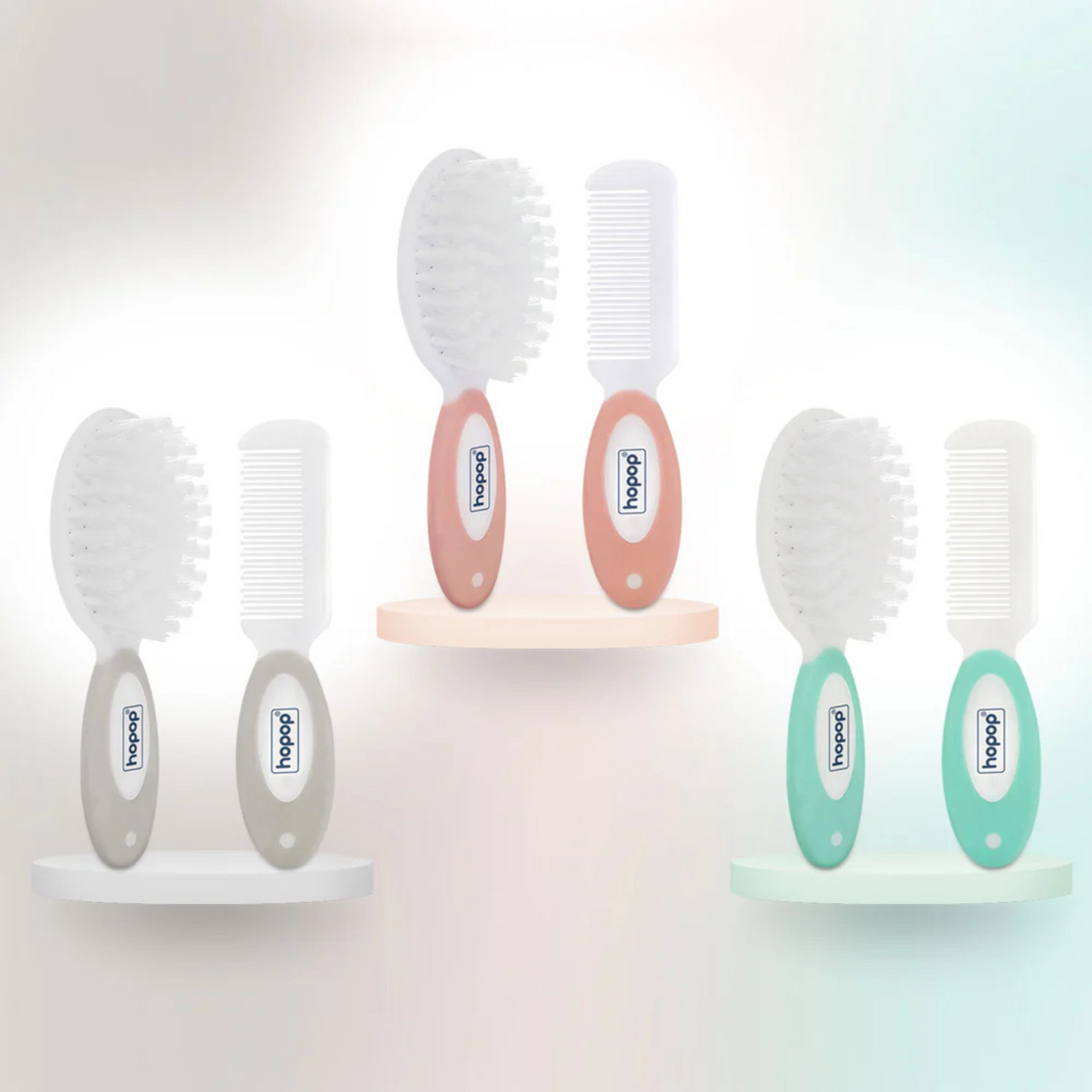 Hopop Baby Soft Bristle Hair Brush & Rounded Teeth Comb Set (2005A)