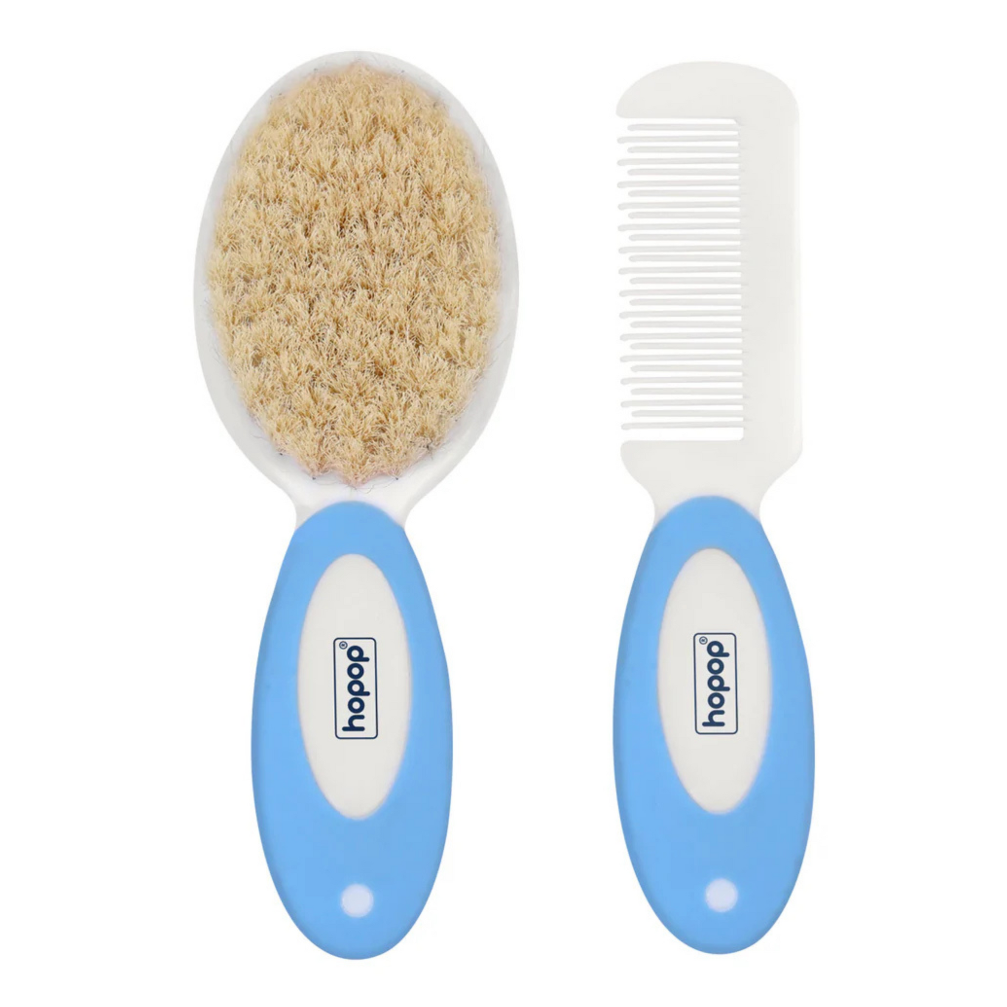 Hopop Natural Soft Bristle Hair Brush & Rounded Teeth Comb Set (2005B)