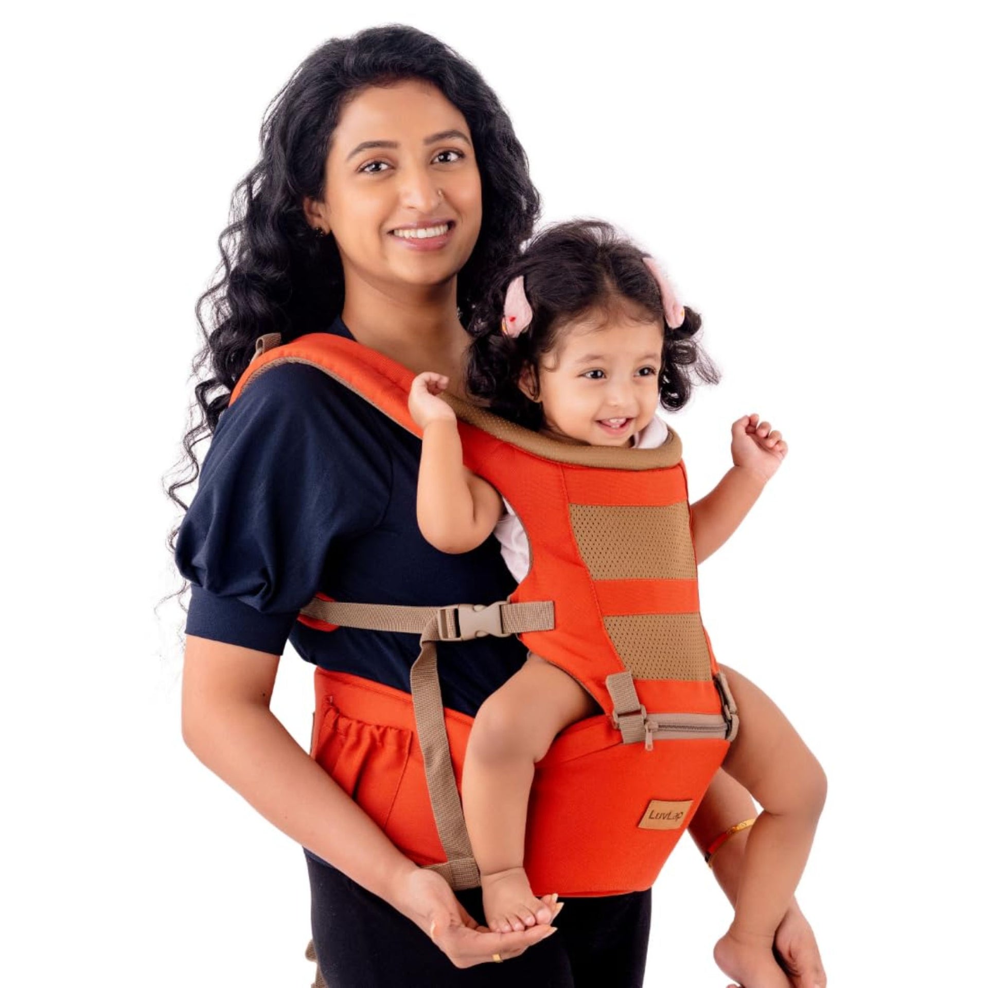 LuvLap Royal Hip Seat Baby Carrier with 4 Carry Positions, Baby Carrier with Hip seat for 6 to 24 Months Baby, Adjustable New-Born to Toddler Carrier, Max Weight Up to 15 Kgs (Orange)