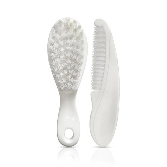 Luvlap Elegant Baby Comb & Brush Set with Soft bristles, Grooming Set, White