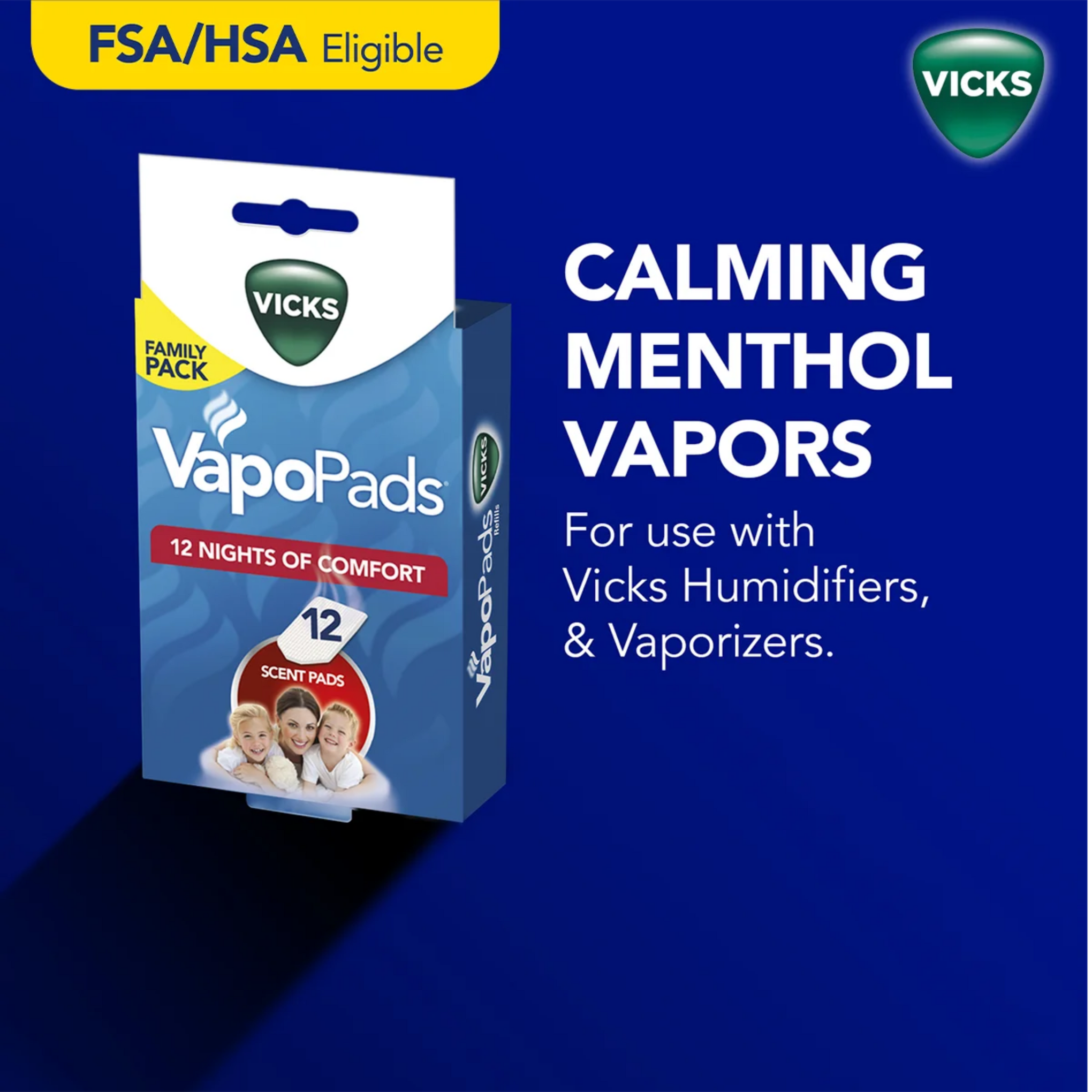 Vicks VapoPads Refill Pads 8 Hours Soothing Menthol 12 Scent Pads