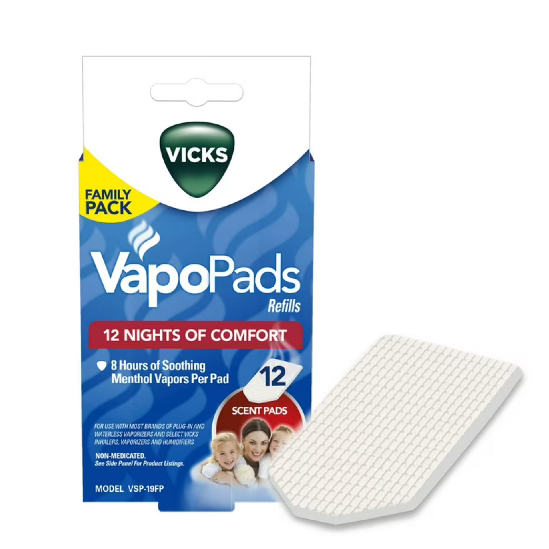 Vicks VapoPads Refill Pads 8 Hours Soothing Menthol 12 Scent Pads