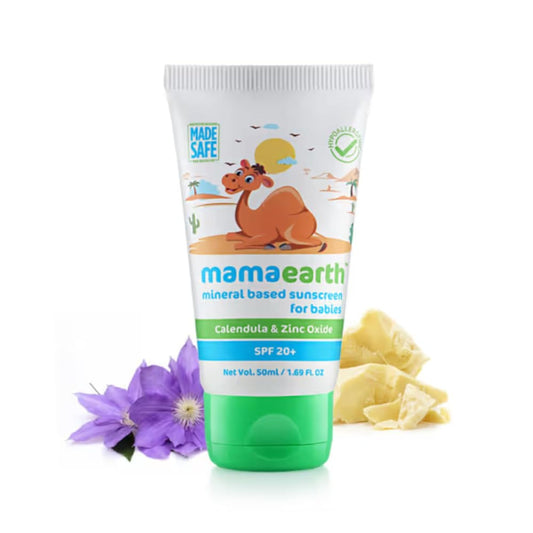 Mamaearth Mineral Based Sunscreen - 50Ml | Infused With Calendula & Zinc Oxide | Protects Against Uv Rays With Spf 20, Deeply Nourishes & Soothes Skin, Sensitive