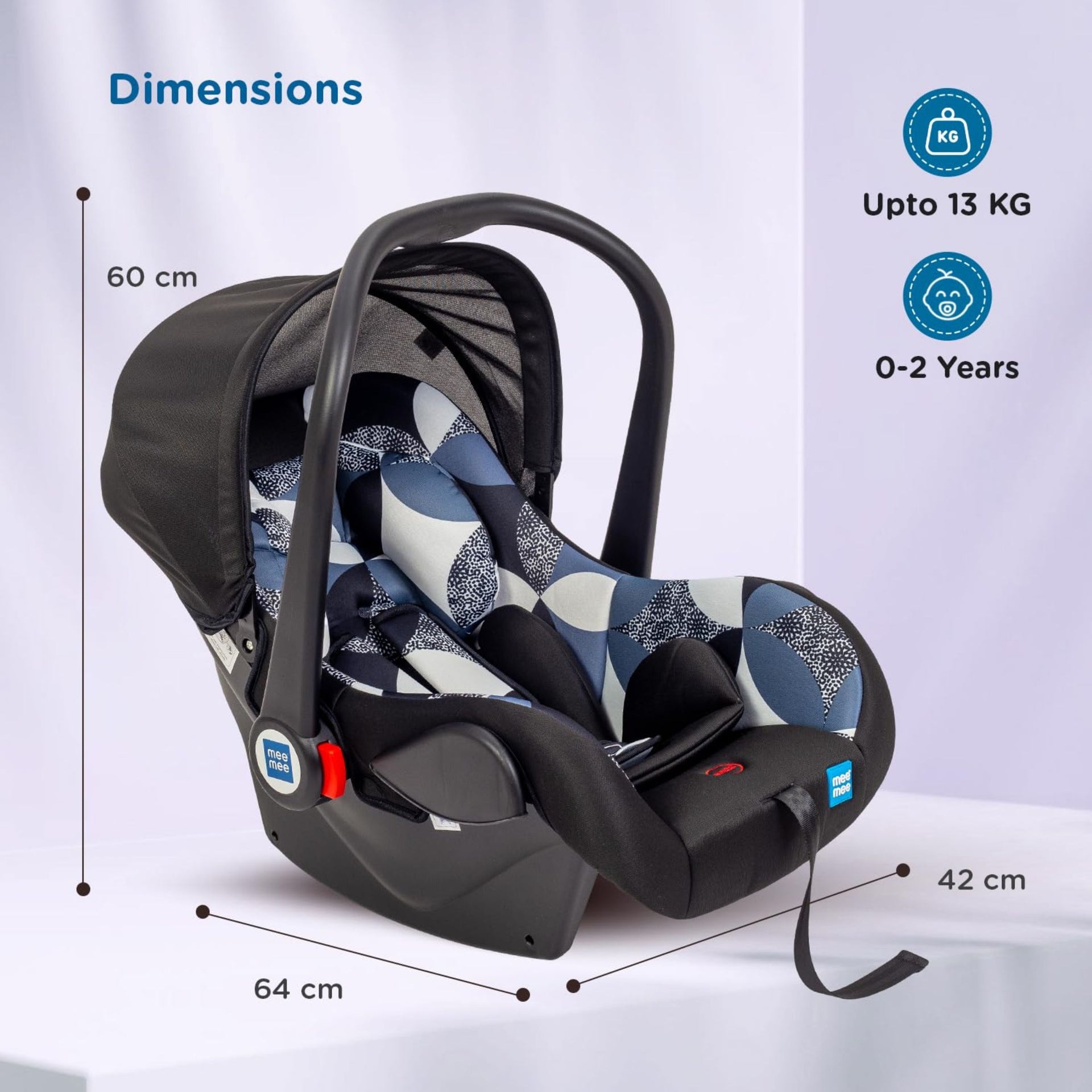 Mee Mee Baby Carry Cot, 4 in 1 Multi Purpose, Infant Car Seat, Rocker for Infant Babies of 0 to 15 Months & Weight Capacity Upto 13 Kgs (Black)