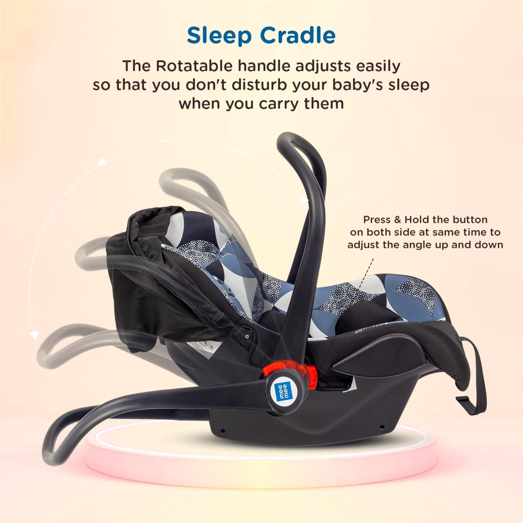 Mee Mee Baby Carry Cot, 4 in 1 Multi Purpose, Infant Car Seat, Rocker for Infant Babies of 0 to 15 Months & Weight Capacity Upto 13 Kgs (Black)