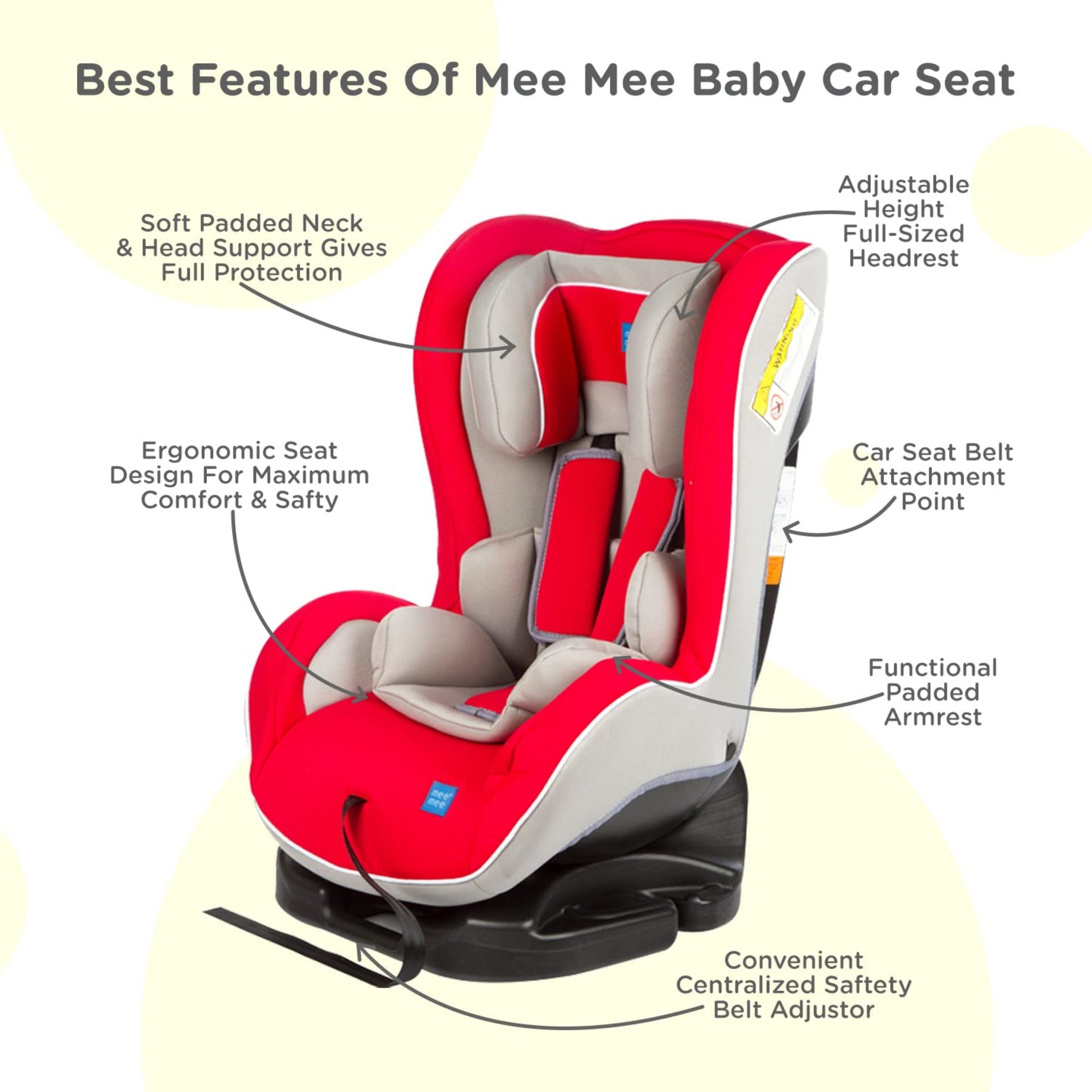 Mee Mee Cozy Baby Carry Cot, Rocking Chair With Thick Cushioned, 3 Point safety belt, Safety Belt Lap Belt, 4 in 1 Multi Purpose, 6 Months to 5 Years & Weight Capacity Upto 15 Kgs (Red)