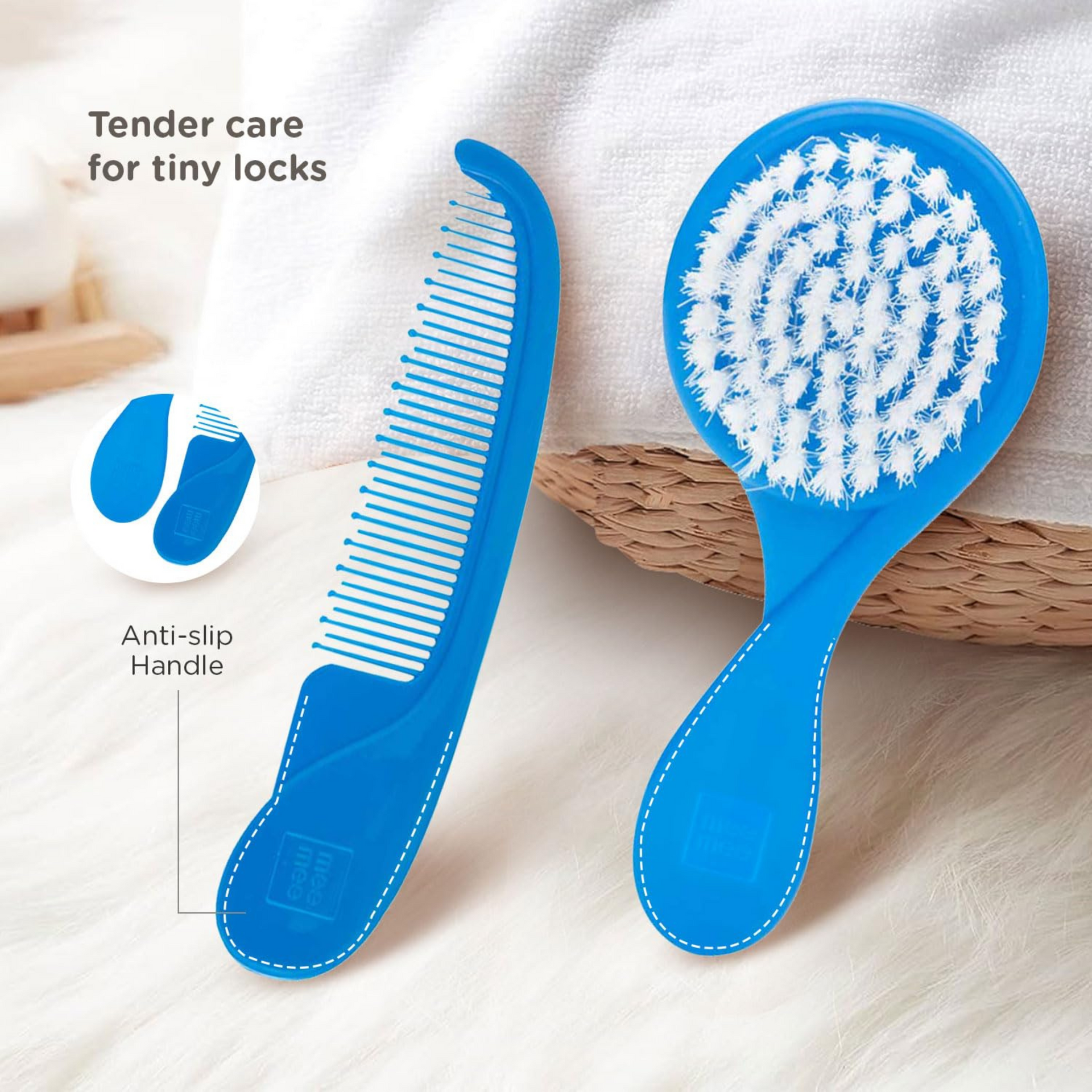 Mee Mee Easy Grip Soft Bristled Comb & Brush Set MM-3890D