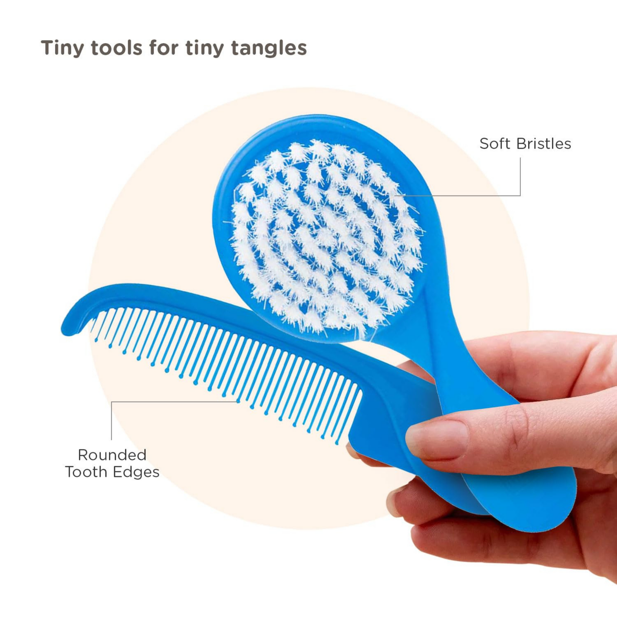 Mee Mee Easy Grip Soft Bristled Comb & Brush Set MM-3890D