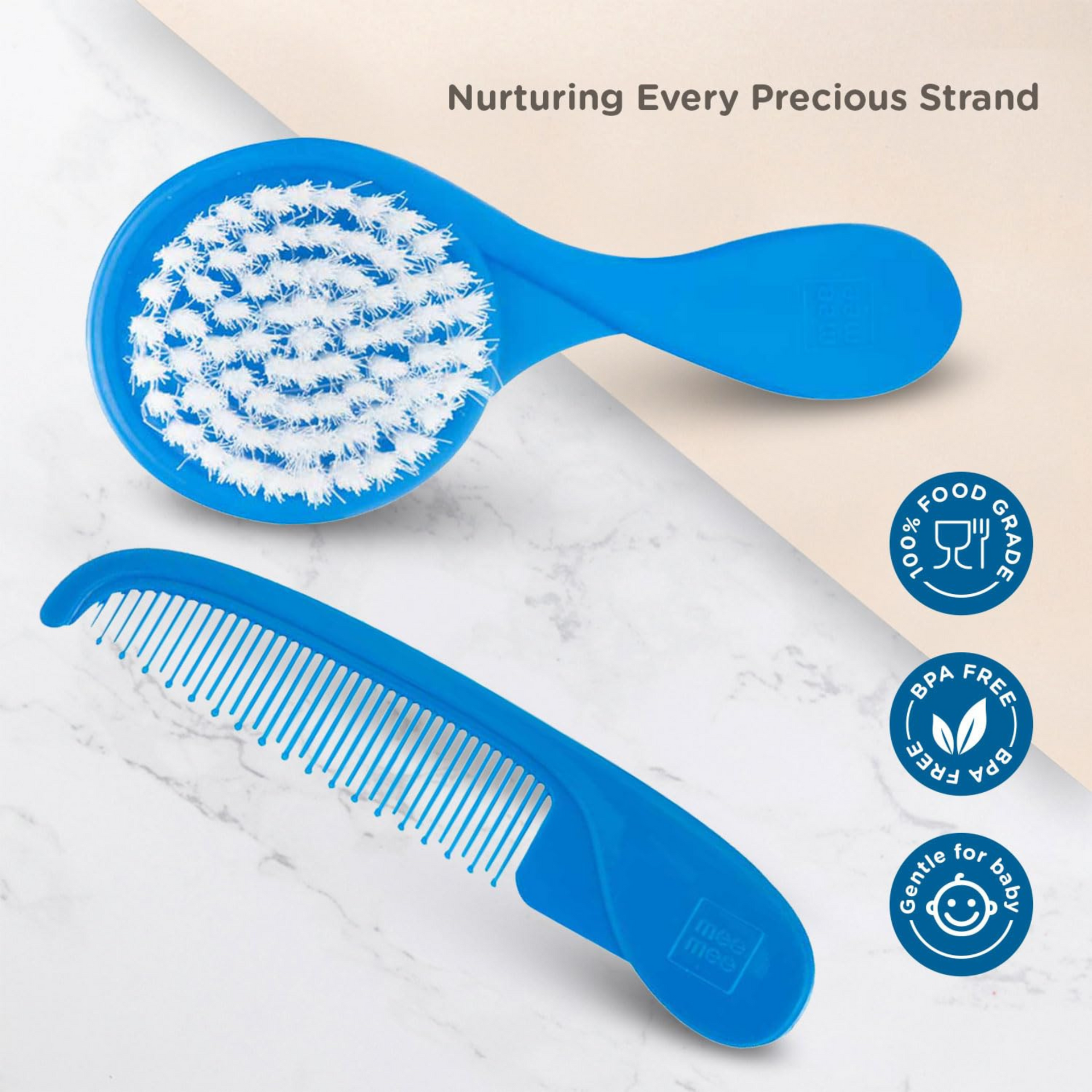 Mee Mee Easy Grip Soft Bristled Comb & Brush Set MM-3890D