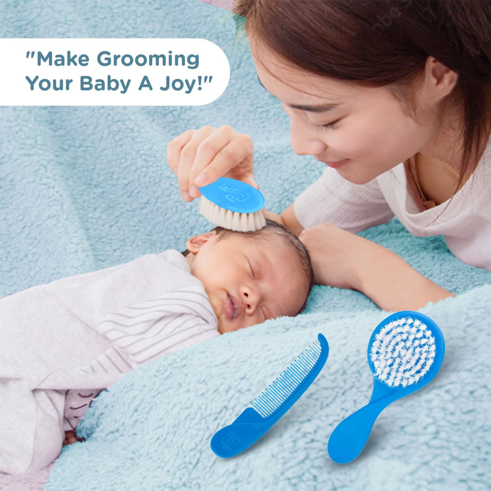 Mee Mee Easy Grip Soft Bristled Comb & Brush Set MM-3890D