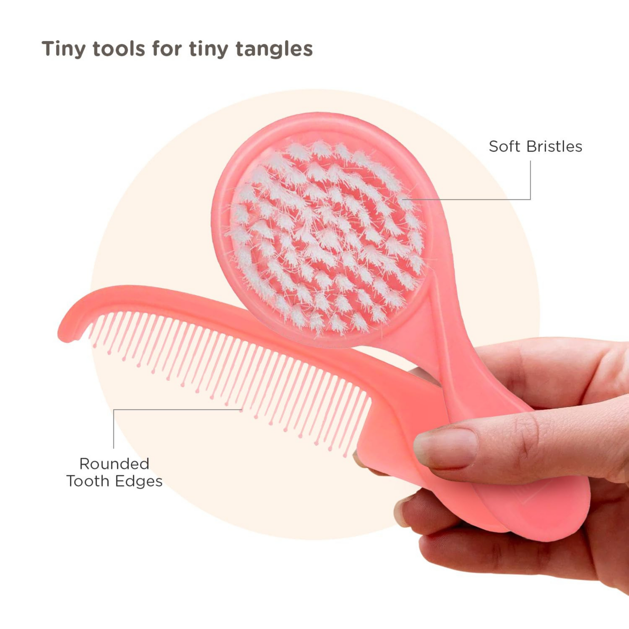 Mee Mee Easy Grip Soft Bristled Comb & Brush Set MM-3890D