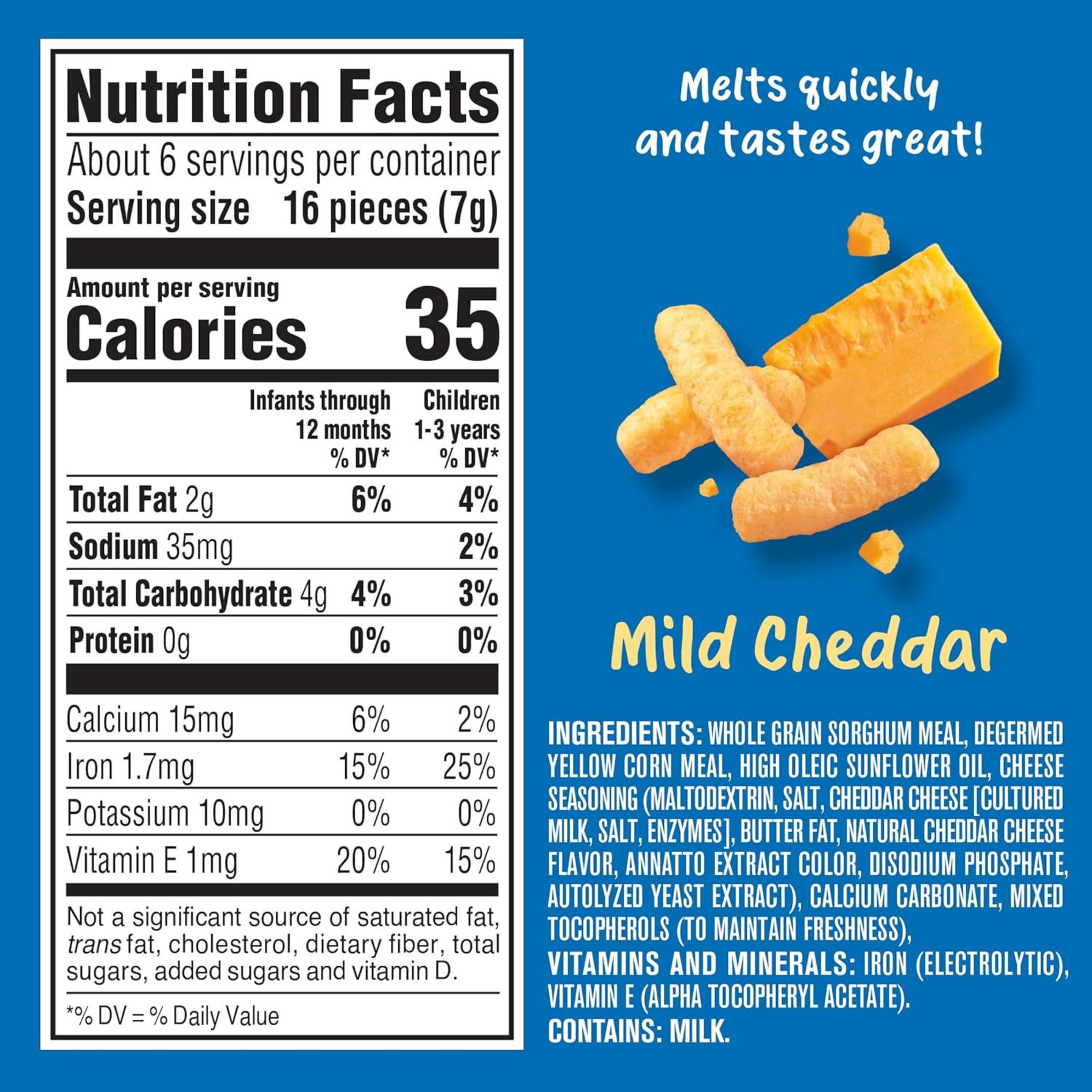 Gerber, Snacks for Baby, Lil' Crunchies, Baked Grain Snack, 8+ Months, Mild Cheddar, 1.48 oz (42 g)