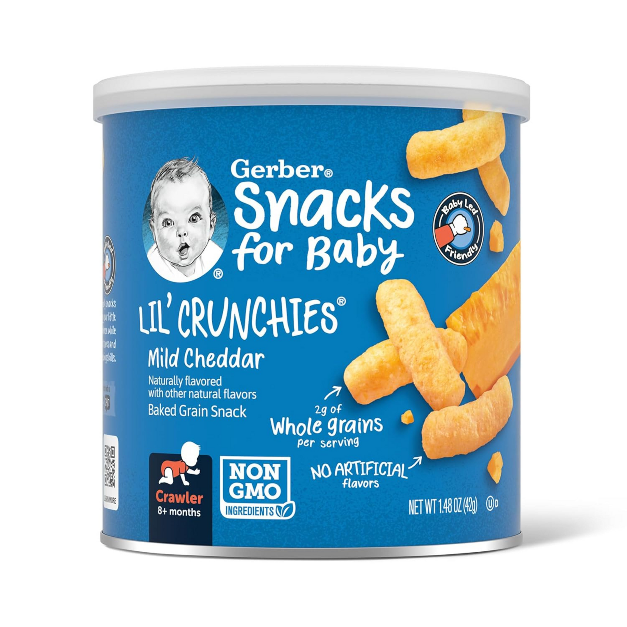 Gerber, Snacks for Baby, Lil' Crunchies, Baked Grain Snack, 8+ Months, Mild Cheddar, 1.48 oz (42 g)