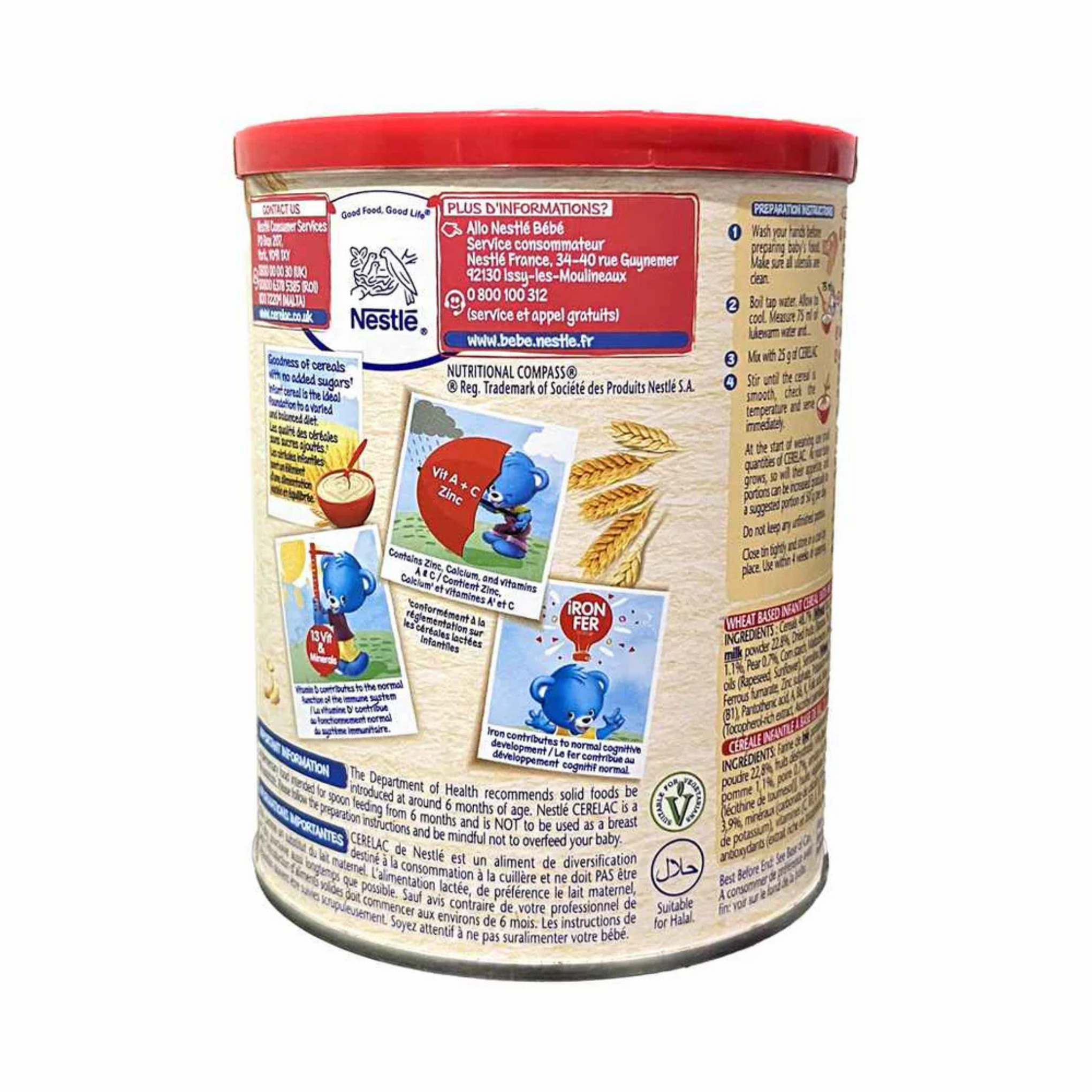 Nestle Cerelac Infant Cereals with Milk & Wheat - 400gms, 6-12months (Imported Tin Pack)