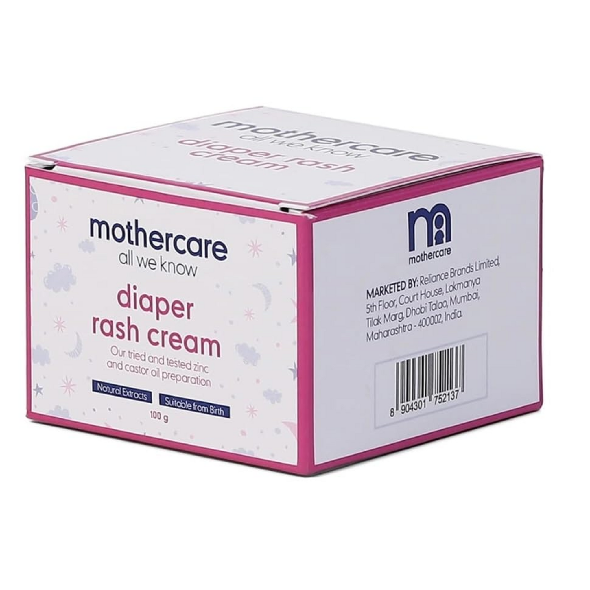 Mothercare All we know Diaper rash Cream 100gm By Fratelli | Zinc and castor oil preparation | Hypoallergenic | Soothe your baby's skin | non greasy and easy to apply