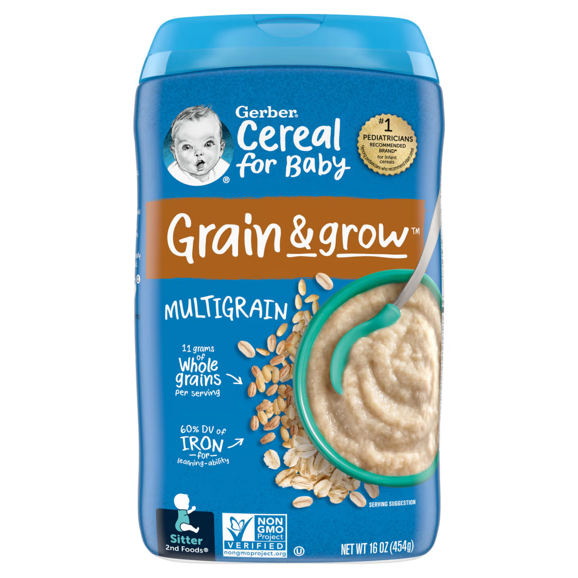 Gerber, Cereal for Baby, Grain & Grow, 2nd Foods, MultiGrain, Gerber Multigrain Cereal