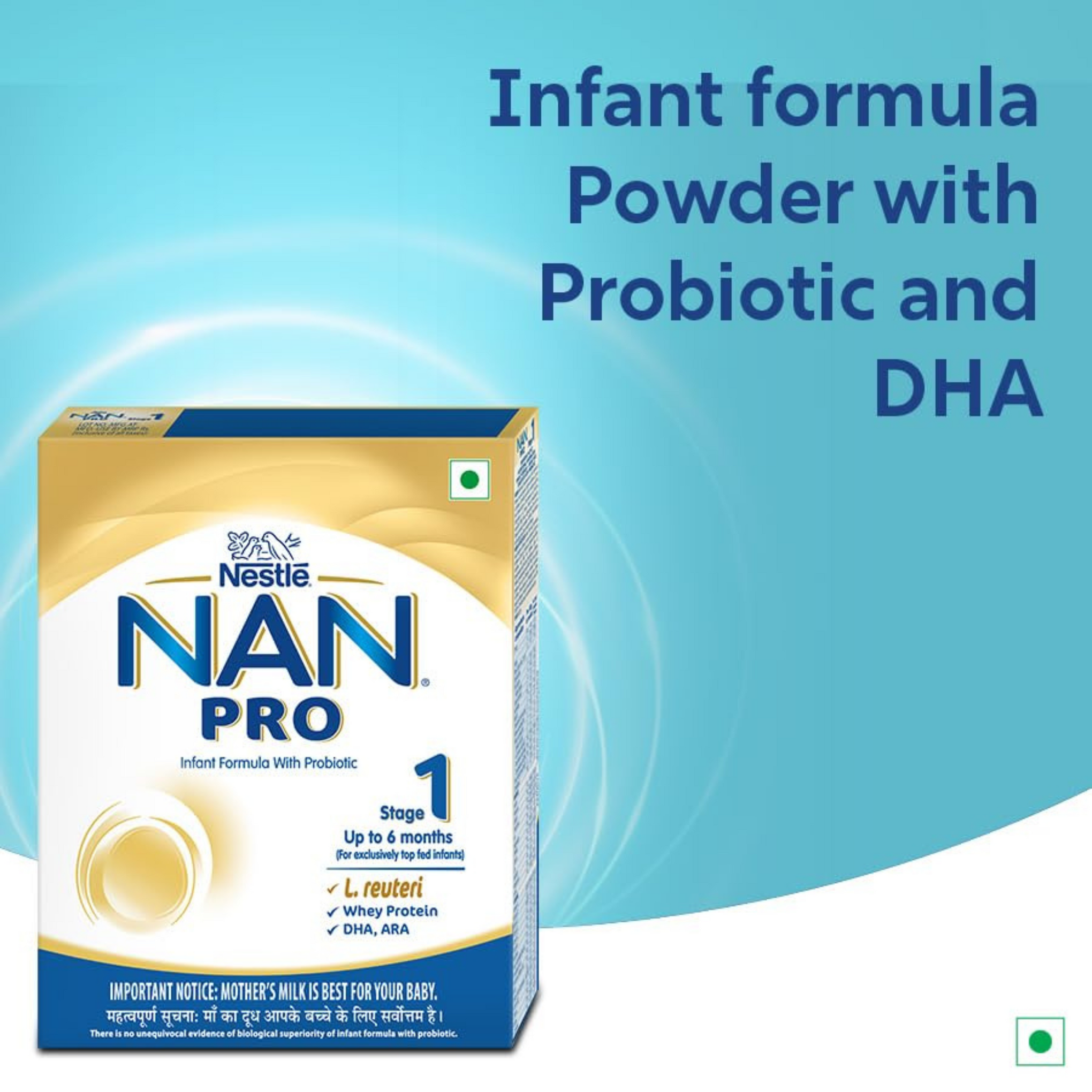 NAN PRO Stage 1 Infant Formula Milk Powder for babies (Up to 6 months) - with Probiotic, 400g Bag-In-Box Pack