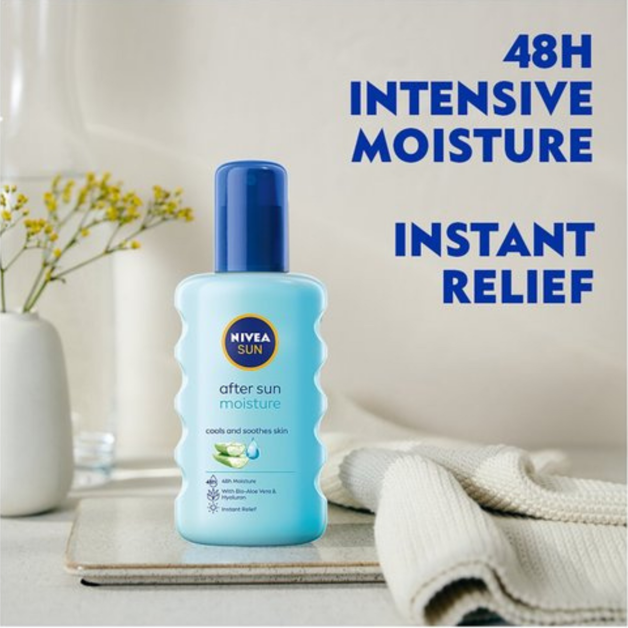 NIVEA SUN After Sun Moisture Spray,48h moisture and instant skin relief after sun exposure with Bio-Aloe Vera and Hyaluron ,200ML