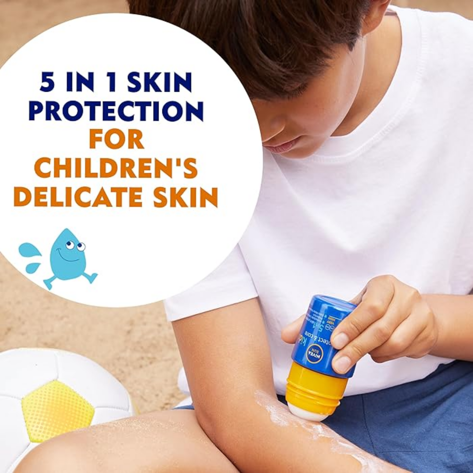 NIVEA Sun Kids Protect & Care SPF 50+ Roll On (50ml), Sunscreen with SPF 50, Roll-On Kids Sun Cream for Delicate Skin, Immediately Protects Against Sun Exposure.