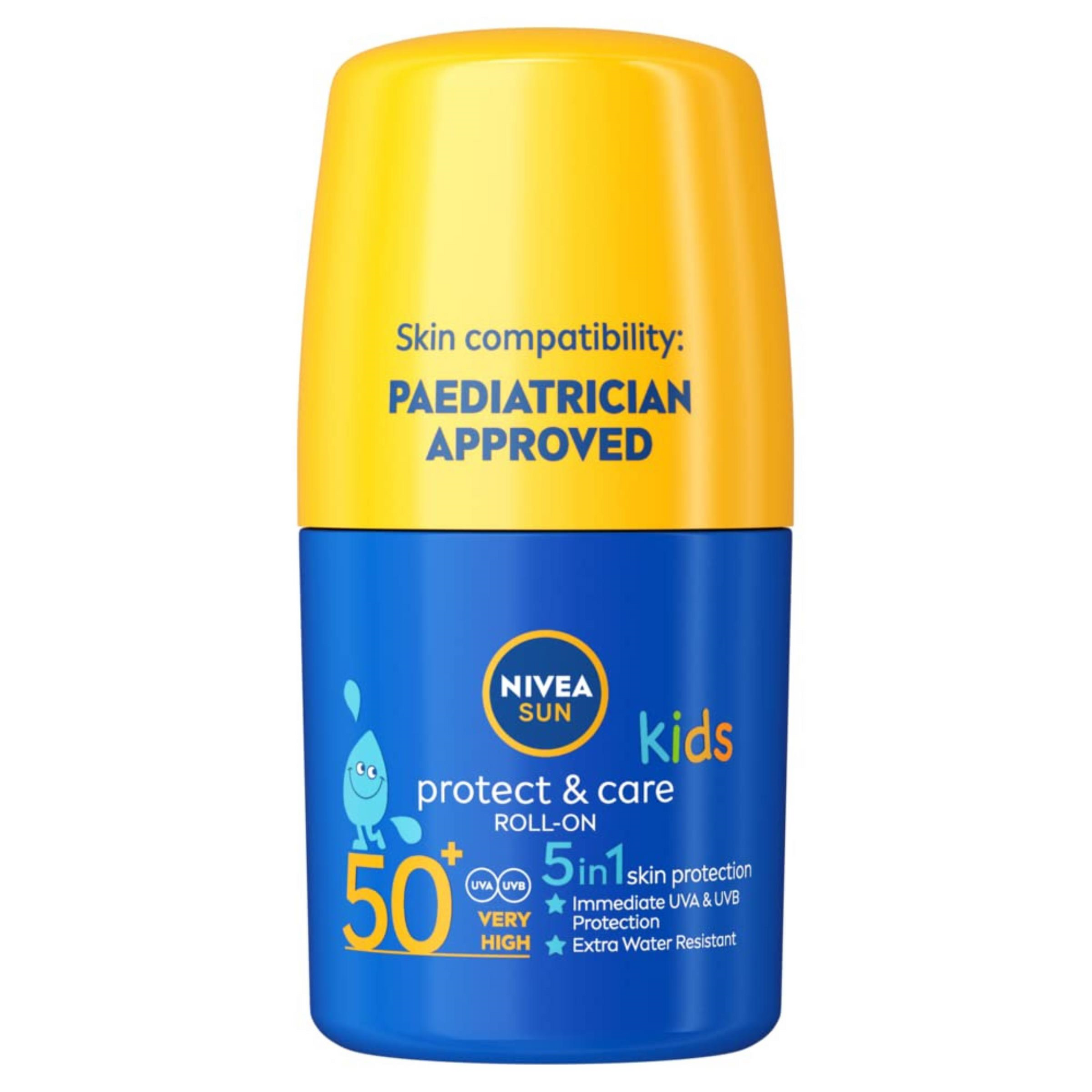 NIVEA Sun Kids Protect & Care SPF 50+ Roll On (50ml), Sunscreen with SPF 50, Roll-On Kids Sun Cream for Delicate Skin, Immediately Protects Against Sun Exposure.