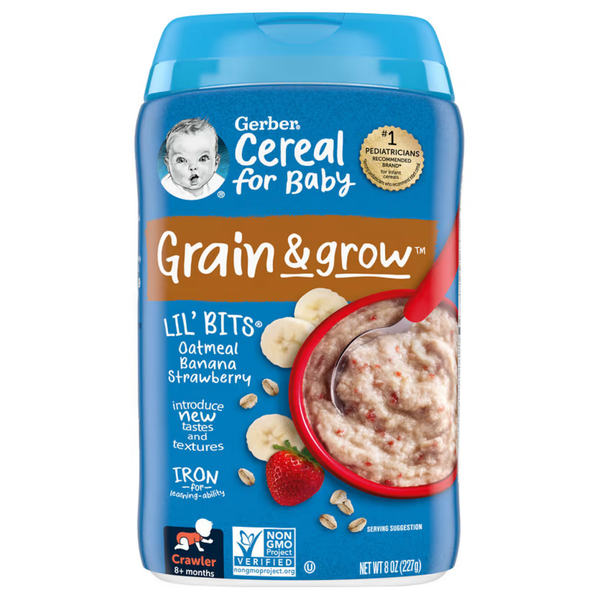 Gerber, Cereal for Baby, Grain & Grow, 8+ Months, Oatmeal Banana Strawberry, 8 oz (227 g)