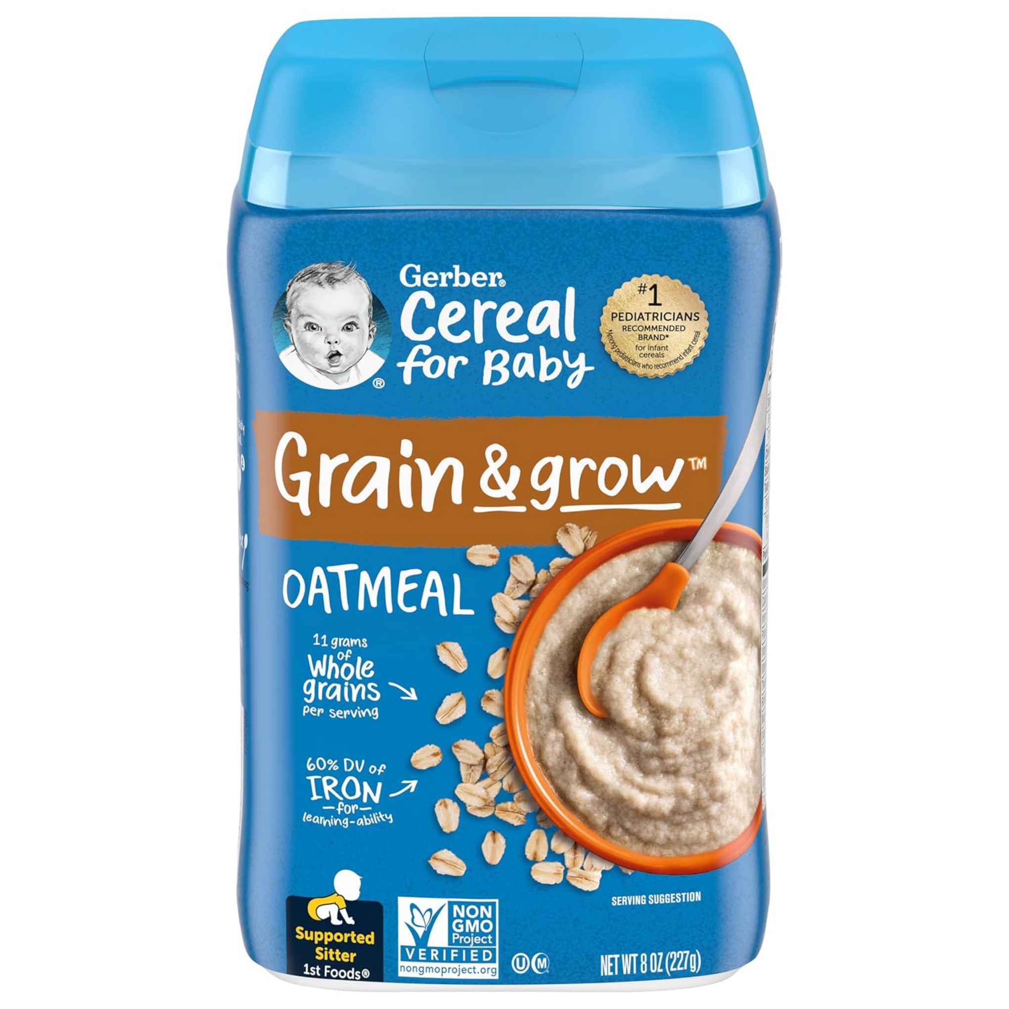 Gerber Stage 1 Baby Food, Oatmeal Cereal, 8 oz Canister 227Gm