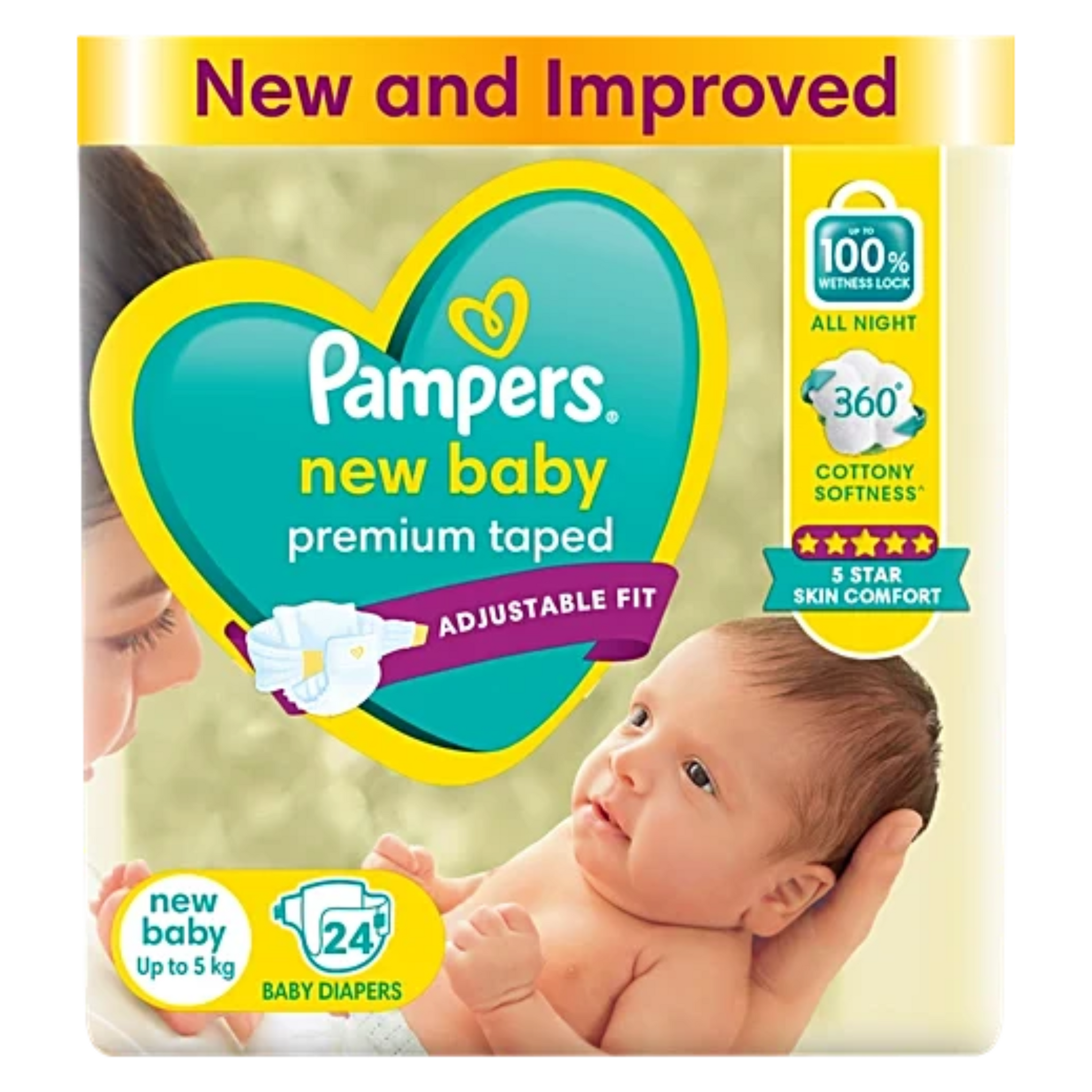 Pampers Active Baby Diapers, New Born, Extra Small, (NB-0-5KG) Taped style diaper.