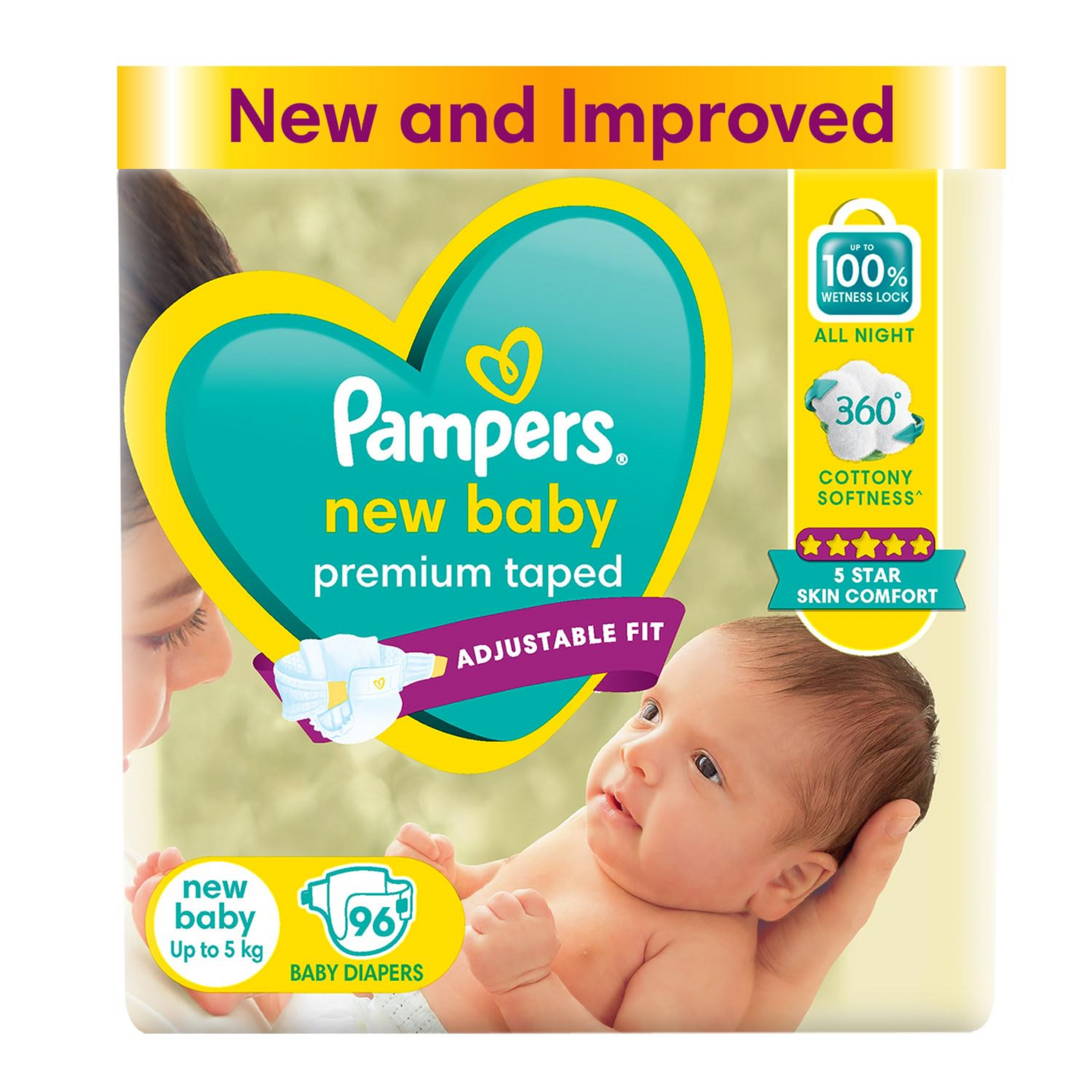 Pampers Active Baby Diapers, New Born, Extra Small, (NB-0-5KG) Taped style diaper.