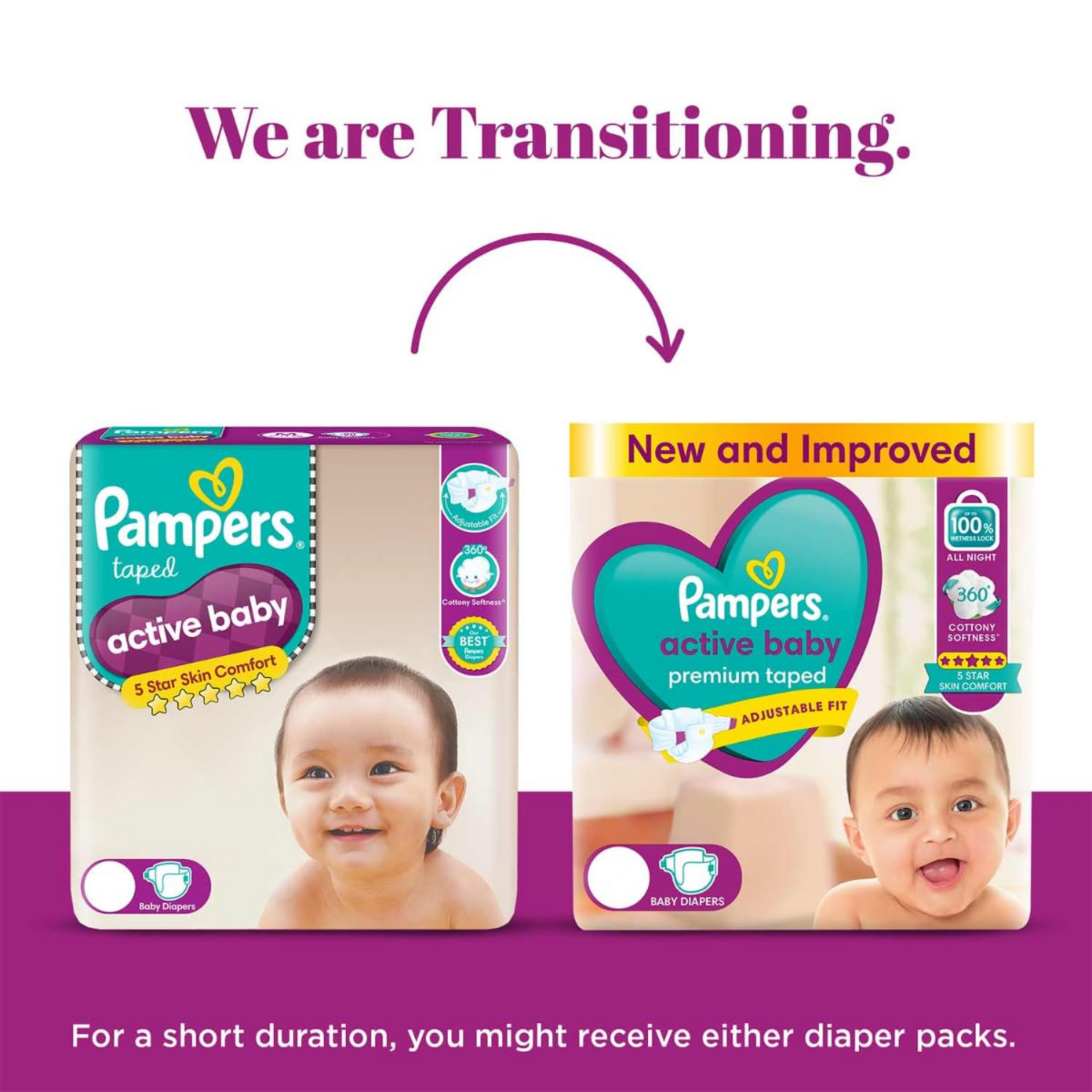 Pampers Active Baby Taped Diapers, Medium size diapers, M(-7-12KG) ,taped style custom fit