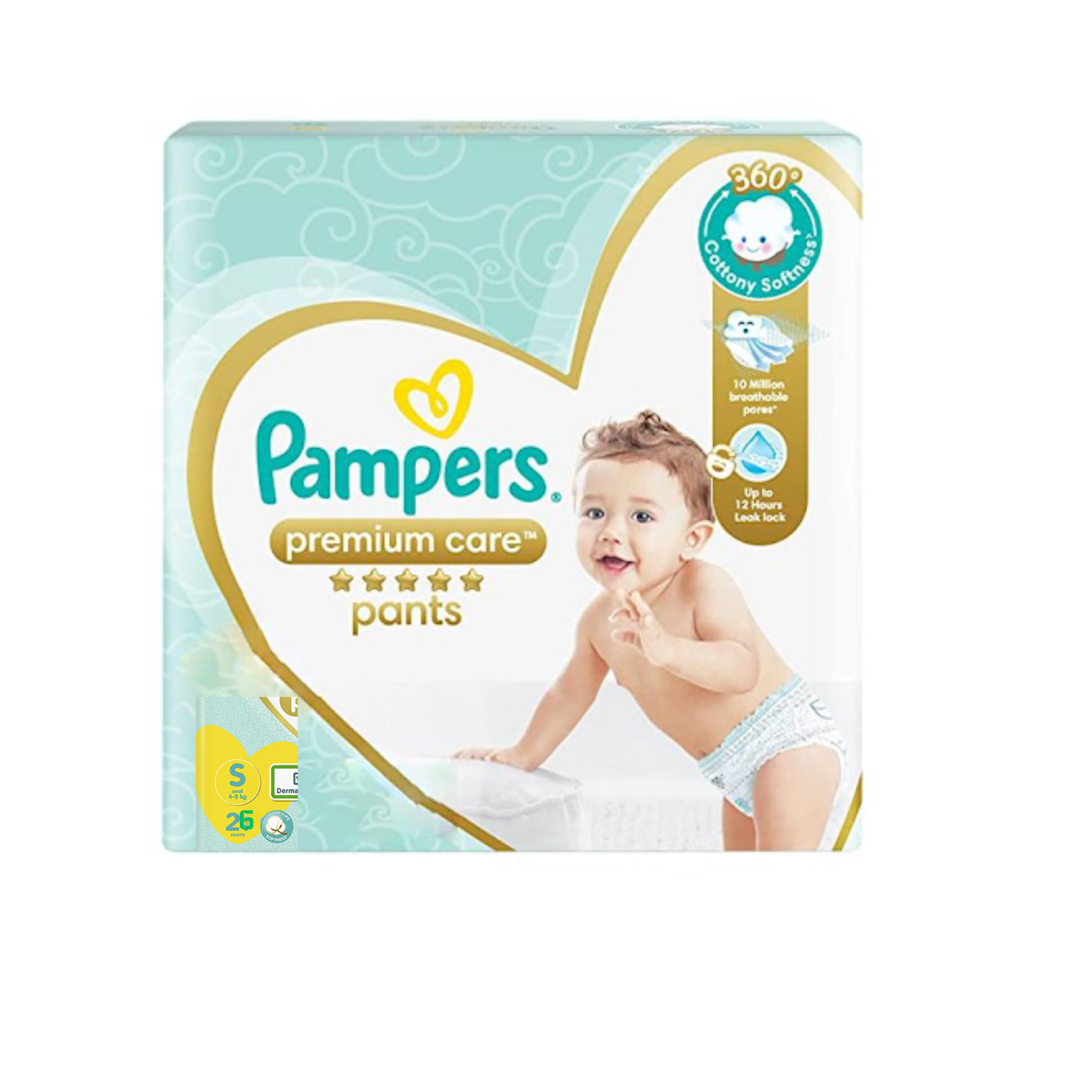 Pampers Premium Care Small Size Softest Ever Baby Diaper Pants - S(4-8KG)