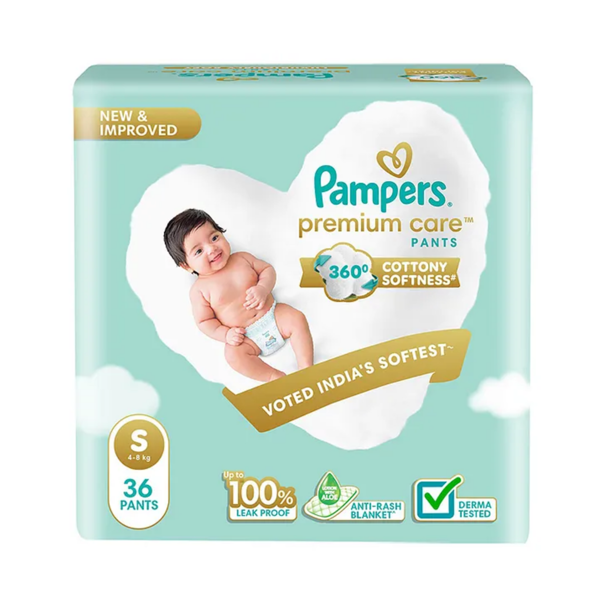 Pampers Premium Care Small Size Softest Ever Baby Diaper Pants - S(4-8KG)