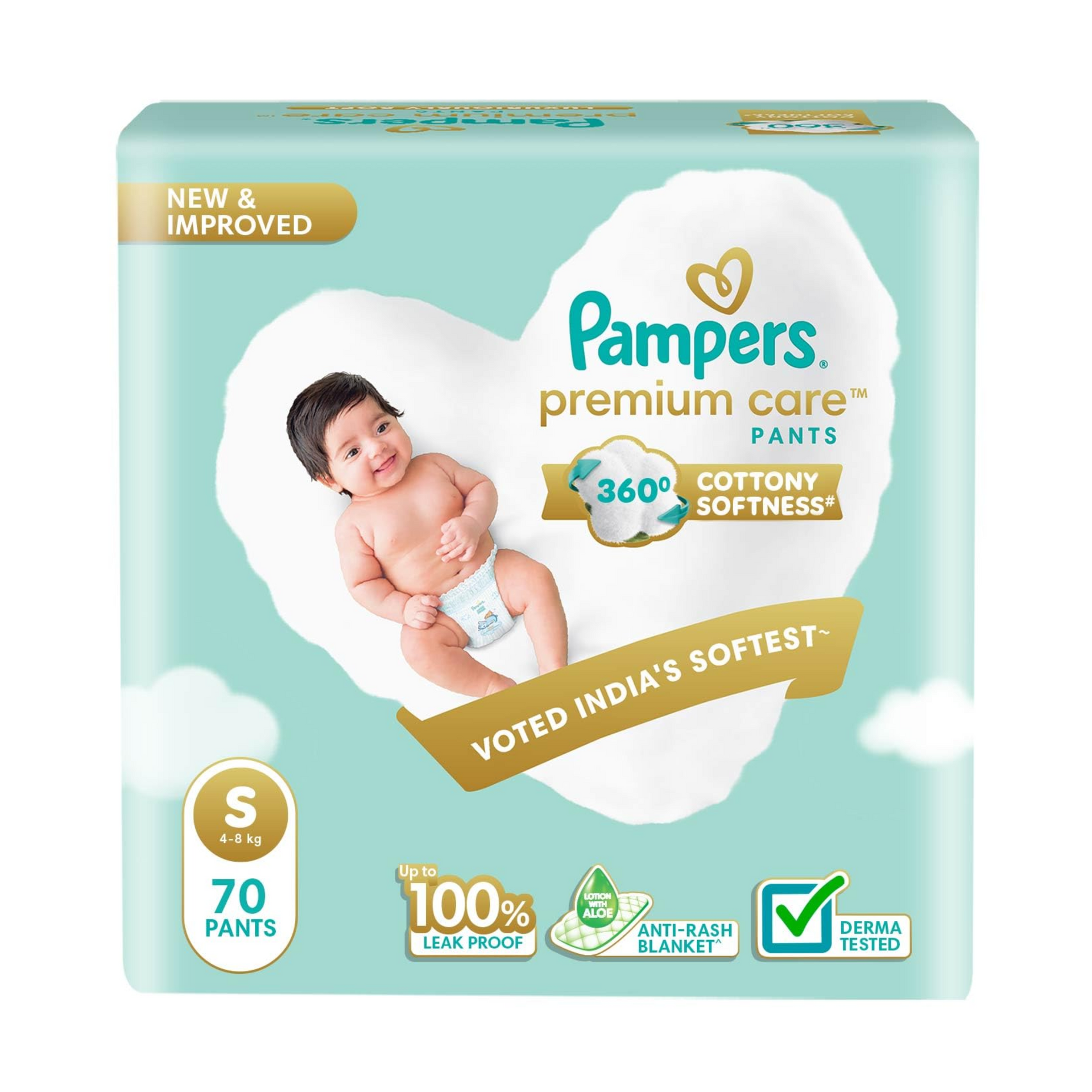 Pampers Premium Care Small Size Softest Ever Baby Diaper Pants - S(4-8KG)