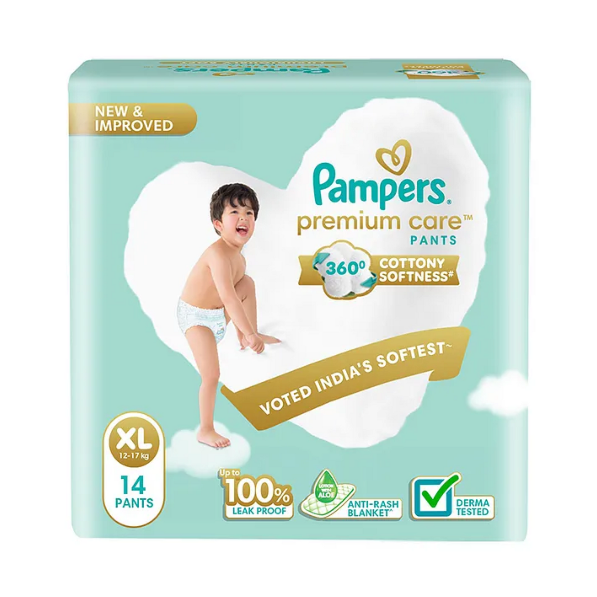 Pampers Premium Care Pants, Extra Large size baby diapers (XL(12-17KG)),  Softest ever Pampers pants