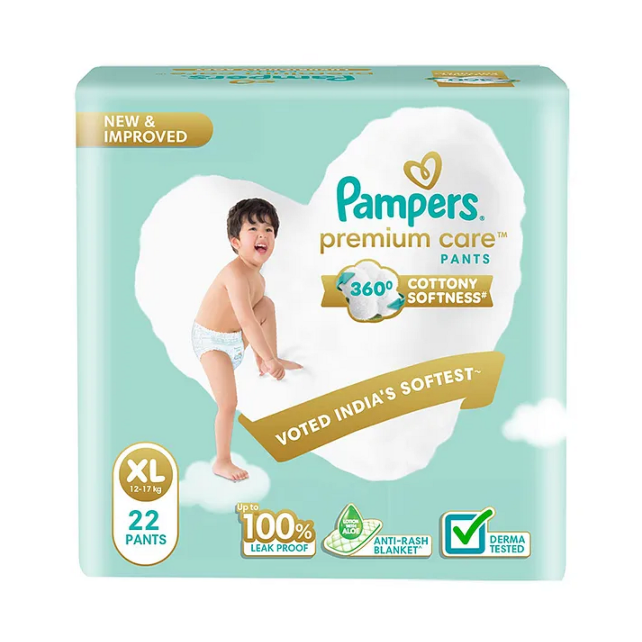 Pampers Premium Care Pants, Extra Large size baby diapers (XL(12-17KG)),  Softest ever Pampers pants