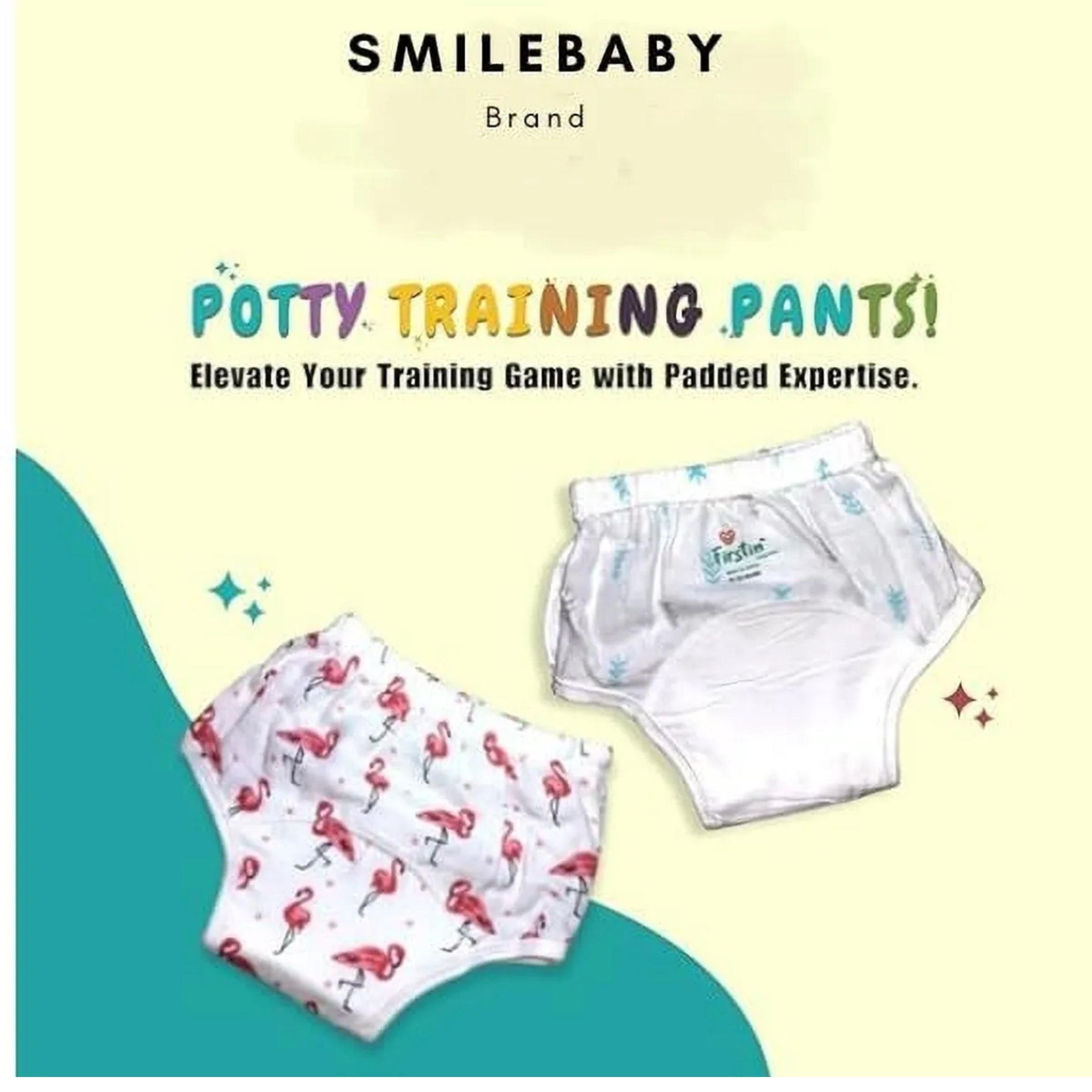 SMILE BABY Unisex-Baby Muslin Cotton Padded Underwear/Potty Training Pant Pack of 2. *(Print Design as per The Availability)* (0-3 Months)