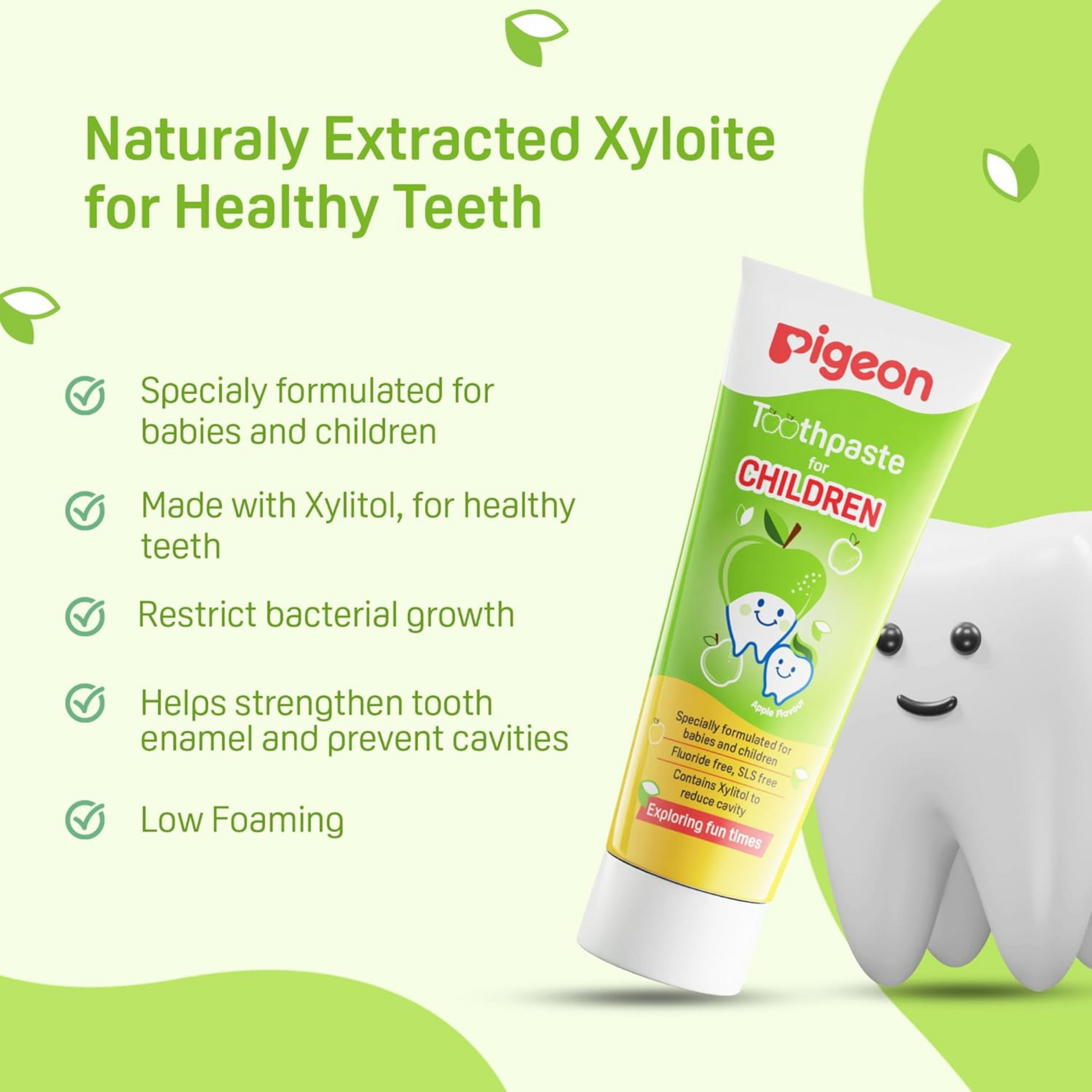 Pigeon Apple Toothpaste, For babies and Children,Fluroide -free,SLS free,Color free,Paraben Free, PH friendly,45 g