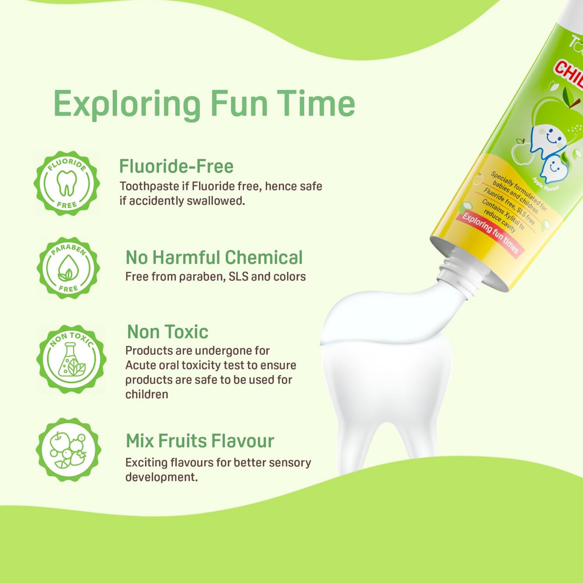 Pigeon Apple Toothpaste, For babies and Children,Fluroide -free,SLS free,Color free,Paraben Free, PH friendly,45 g